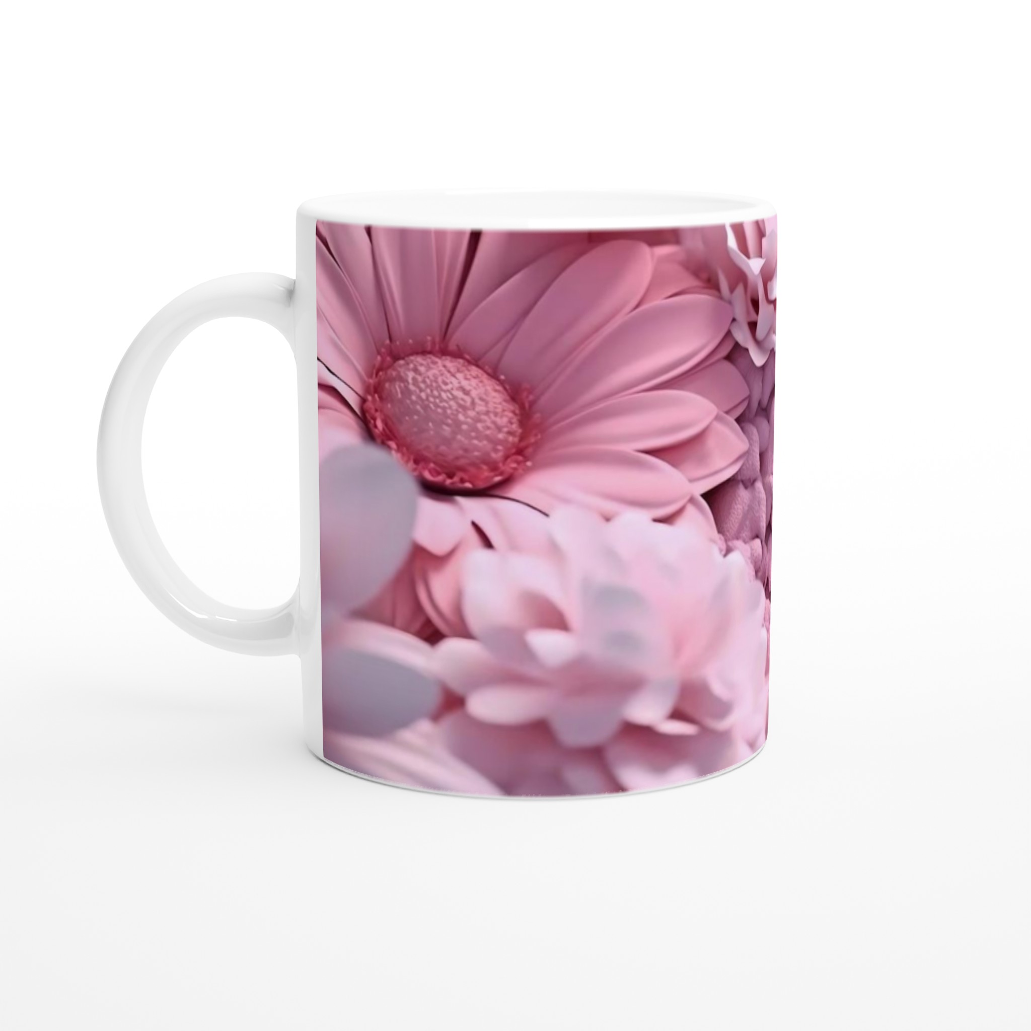 Vit 11oz keramisk mugg med drömskt rosa blommönster – välj din favoritfärg 1 e3c9ef69-d12e-4601-9457-f33b387e6027