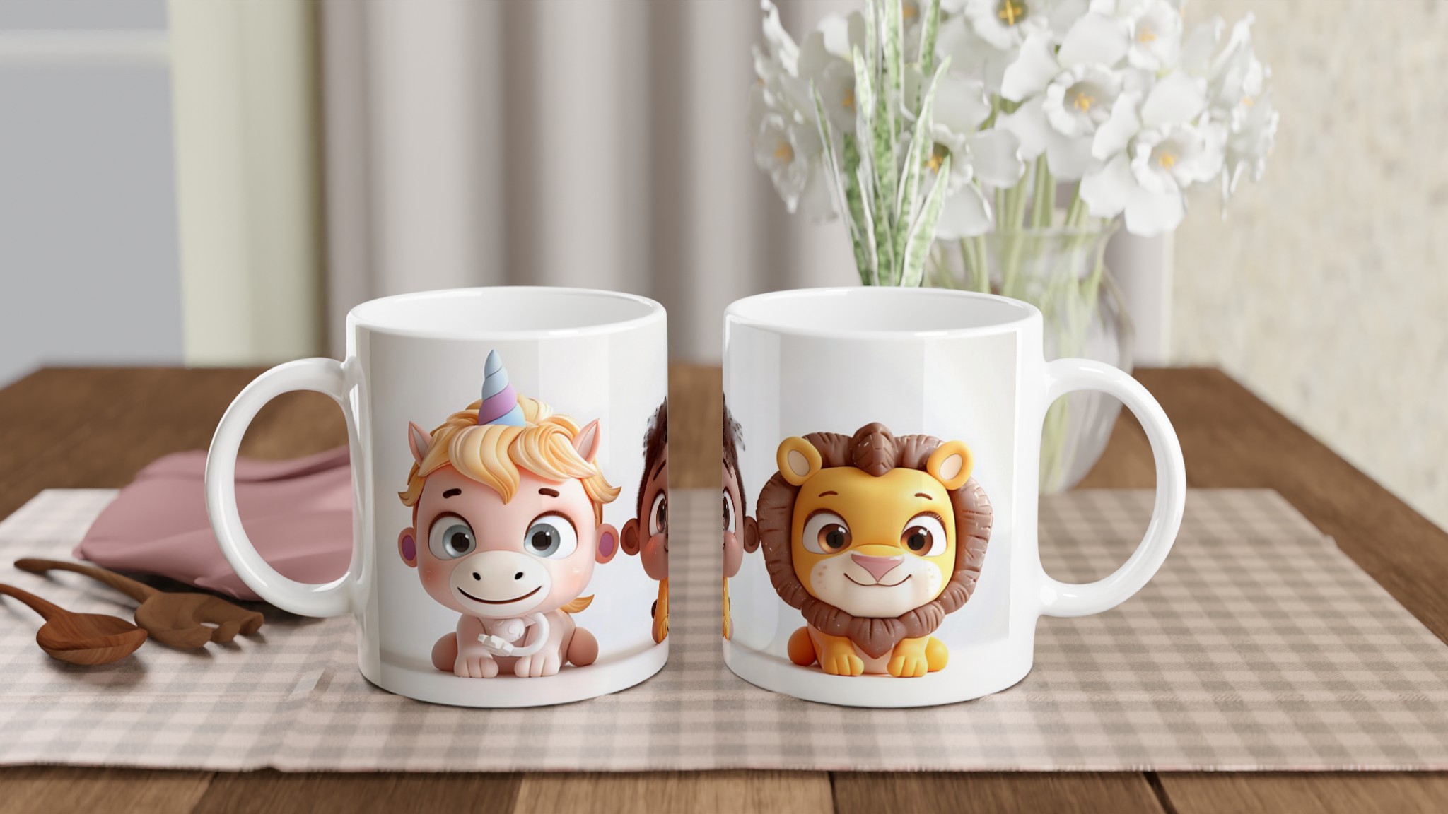 Söta Vänner Keramikmugg - Unicorn, Baby & Lejon Design | 11oz Presentmugg i Valfri Färg 10 e3dbafad-d698-4256-9aac-ff59044694c4