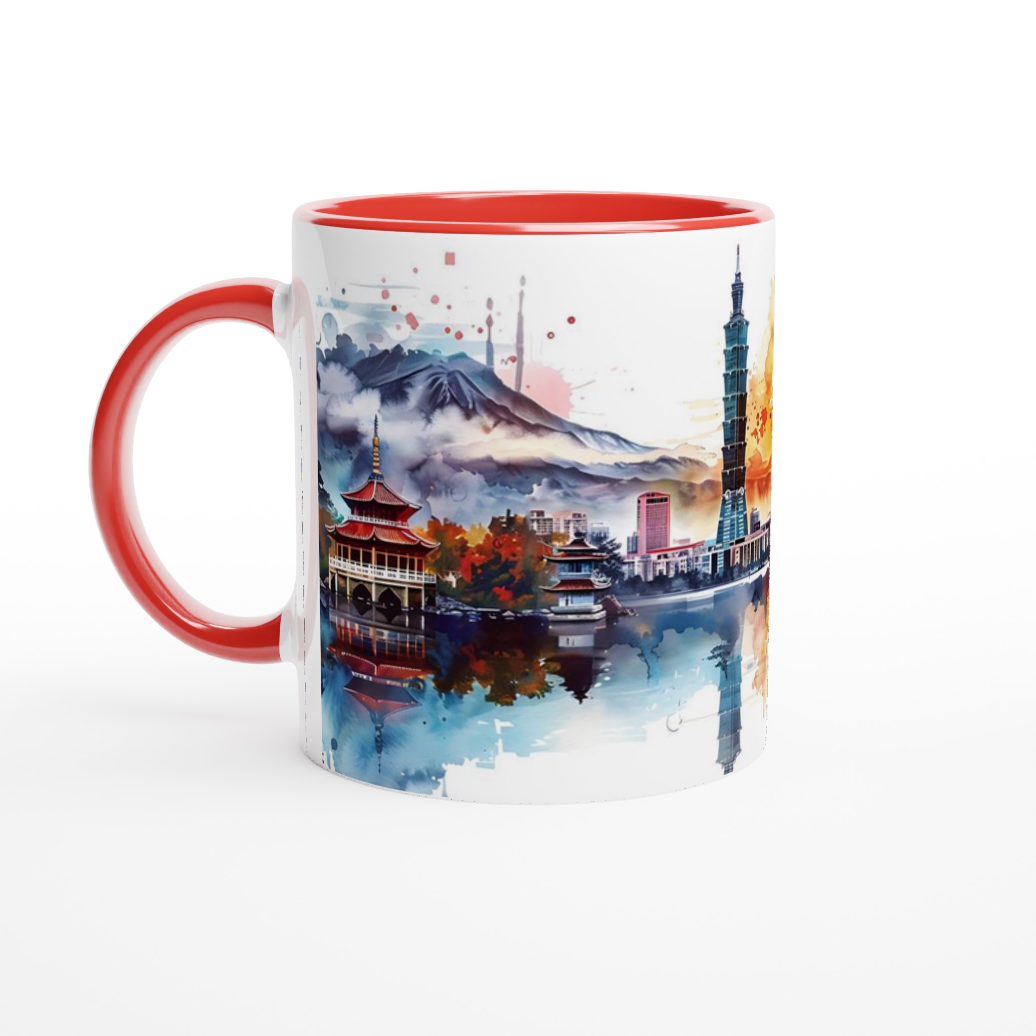 Taipei Watercolour Cityscape Mugg – 11 oz premium keramikmugg i ditt val av 7 färger 5 e4011be6-eb7e-435b-ae4a-bdc7c6dd0149