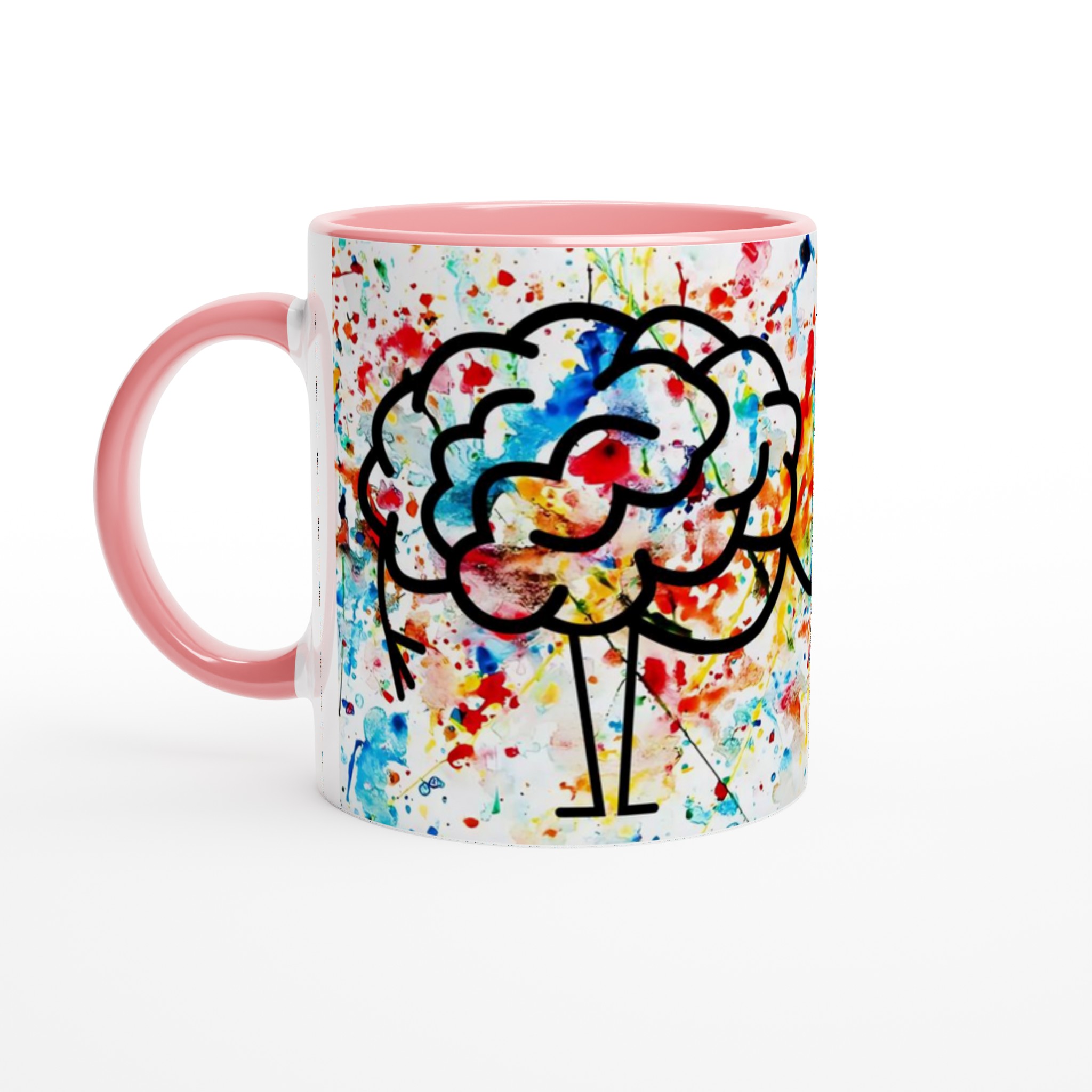 Vit 11oz keramisk mugg med färgsprakande kreativt hjärta & hjärna-motiv i flera färger 6 e401e551-dd27-4abf-98b6-00d47e4a5f6a