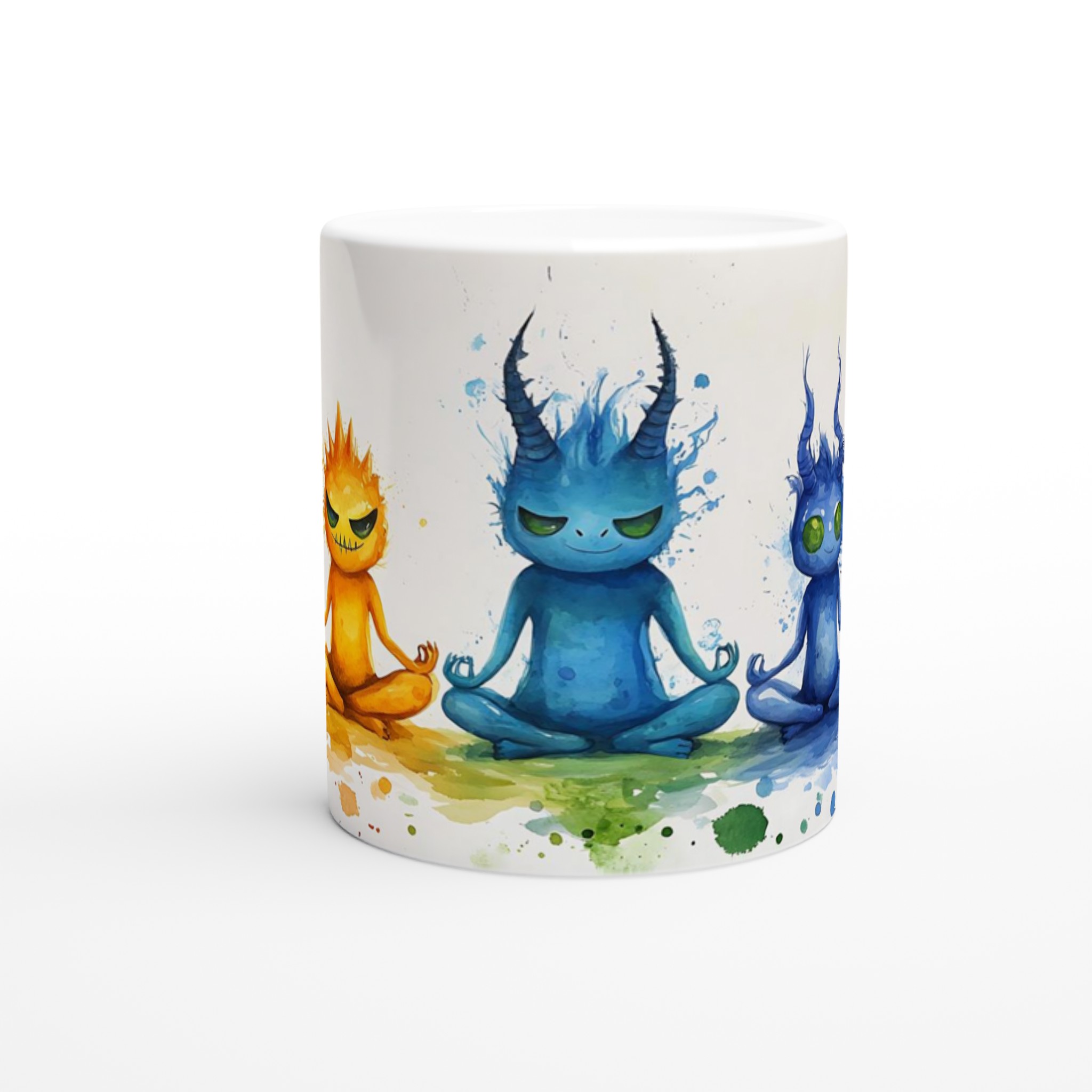 Meditating Elemental Spirits Keramikmugg - 11oz Konstnärlig Kopp för Balans & Glädje 8 e4244f95-5ff5-4fec-b7e3-81442f3807d9