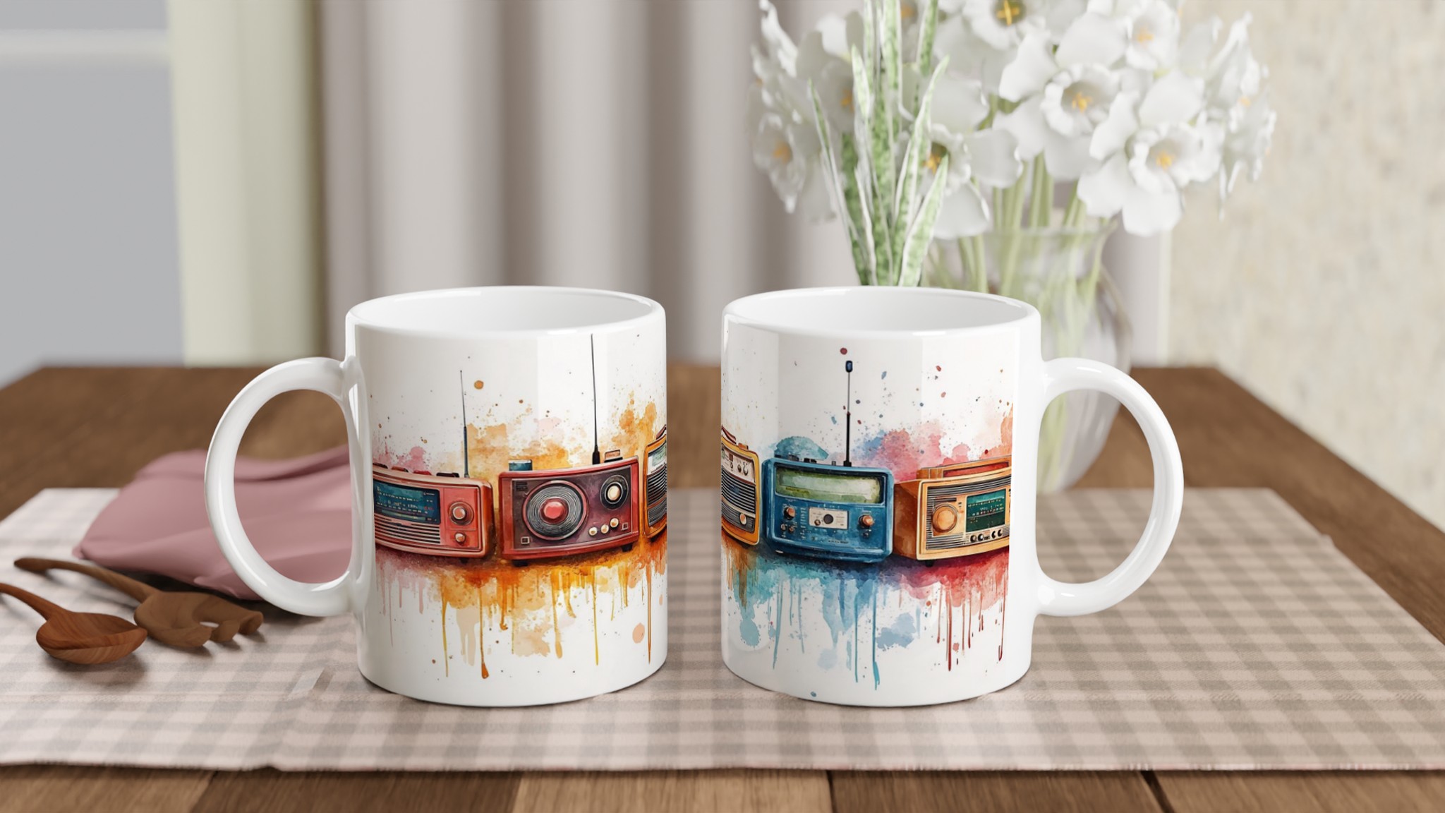 Retro Radios Akvarell Mugg – Nostalgisk Design i Ditt Val av Keramiska Färger 10 e472bafc-c865-4448-822e-6d458f9aeaef