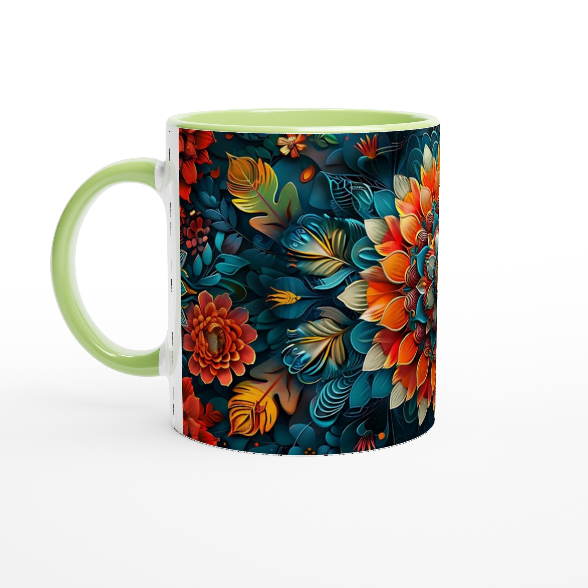 Tropisk Färgexplosion – 11oz Keramikmugg med Levande Blomdesign i ditt Val av Färg 7 e494b424-8947-4f96-82d1-d3c3cf0ec43a