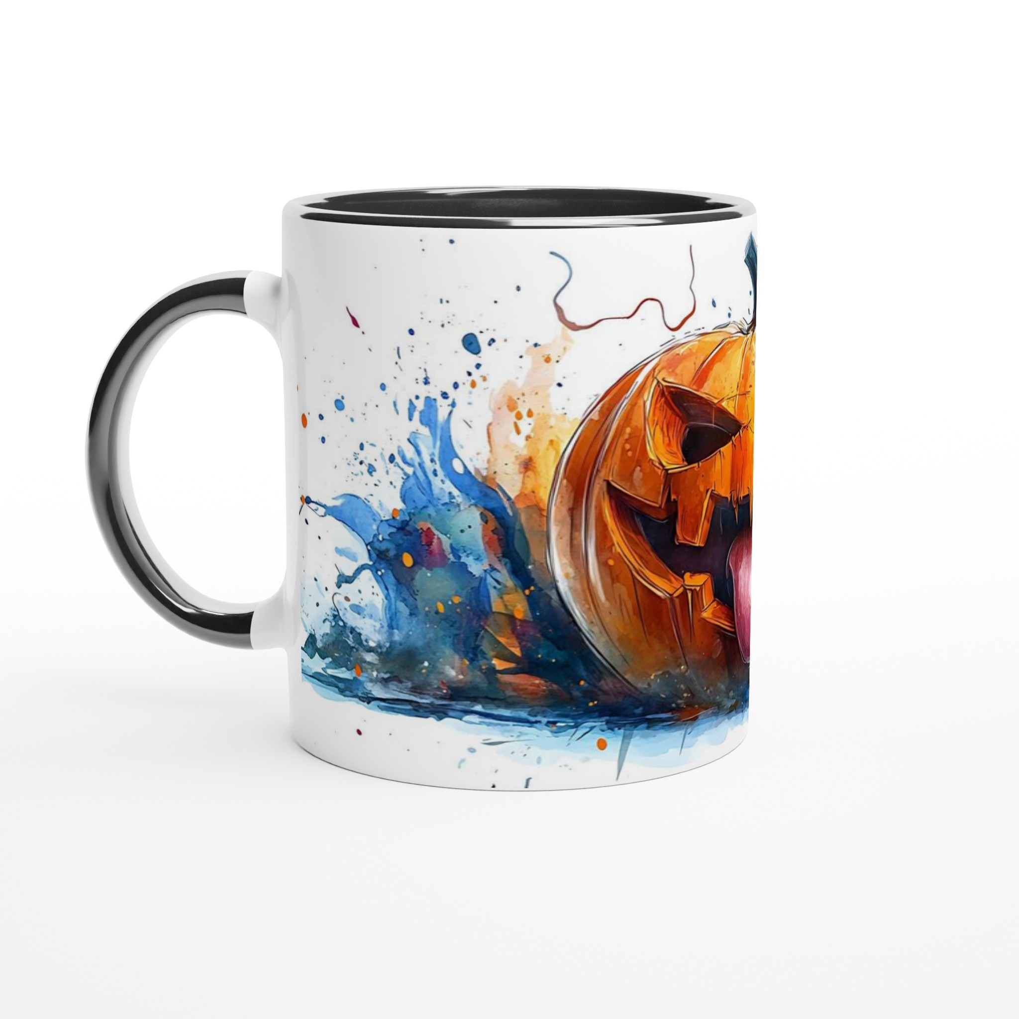Skräckinjagande Pumpa Akvarell Mugg – Halloween Design i 7 Färger 4 e49df67f-bc77-4760-a3c2-270ef0ba267b