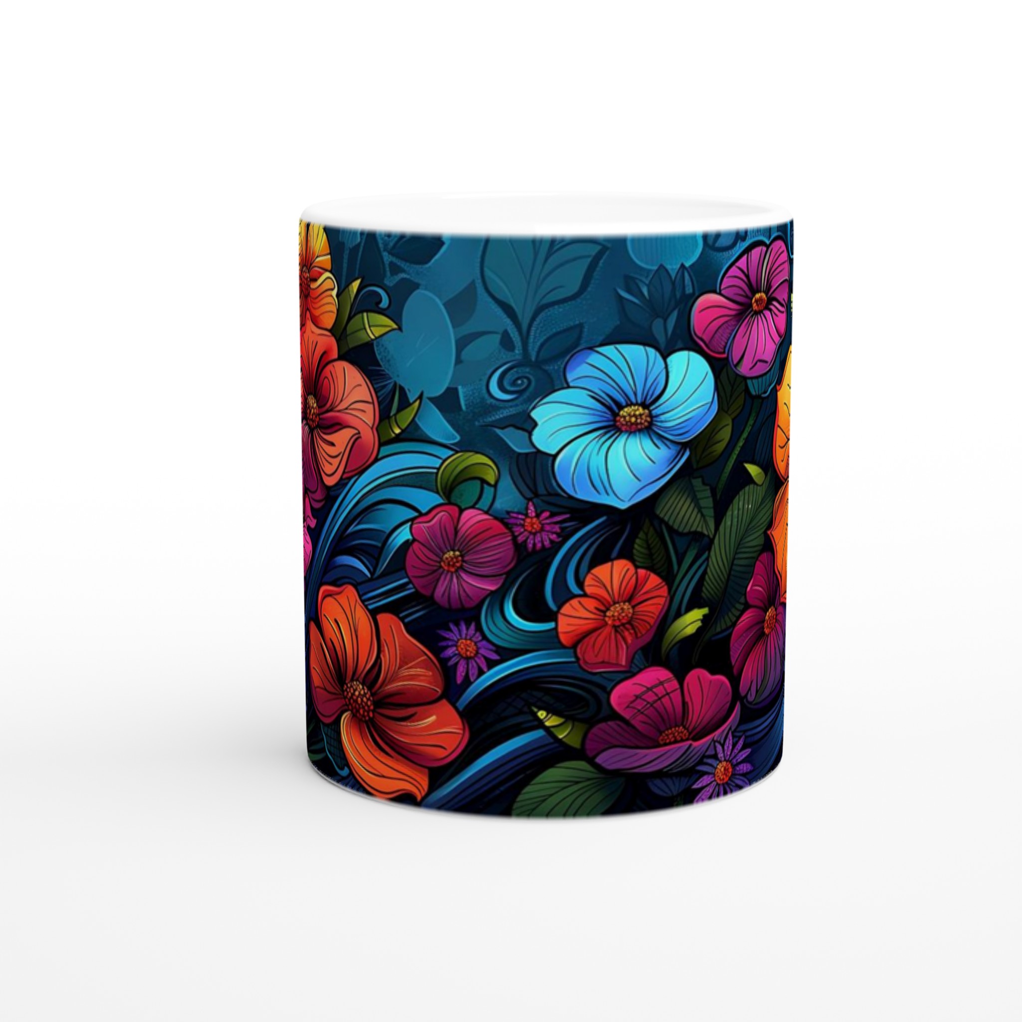 Tropisk Blomsterprakt Keramikmugg - 11oz, Välj Bland 7 Levande Färger 8 e4b36e12-c1ca-4c77-8163-b9616e049fb9