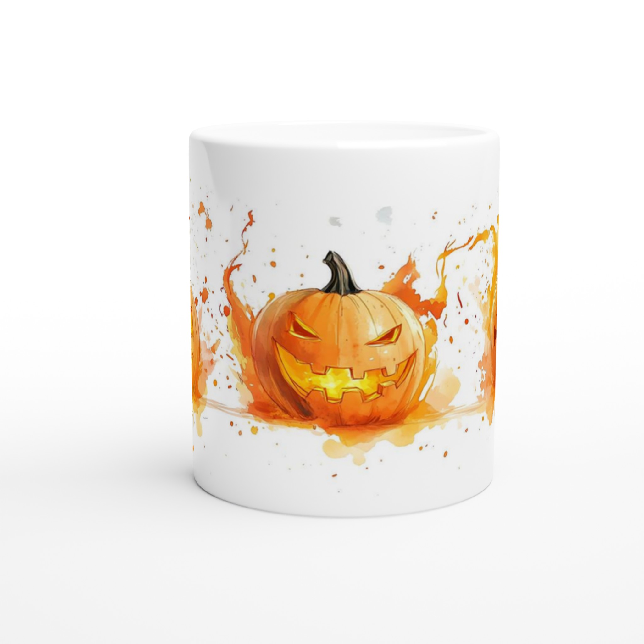 Skrämmande Jack-O'-Lantern Keramikmugg – Halloween Vattenfärg Design, Välj din Färg 8 e4c7db67-1036-4c86-a0bd-91516b20e10b