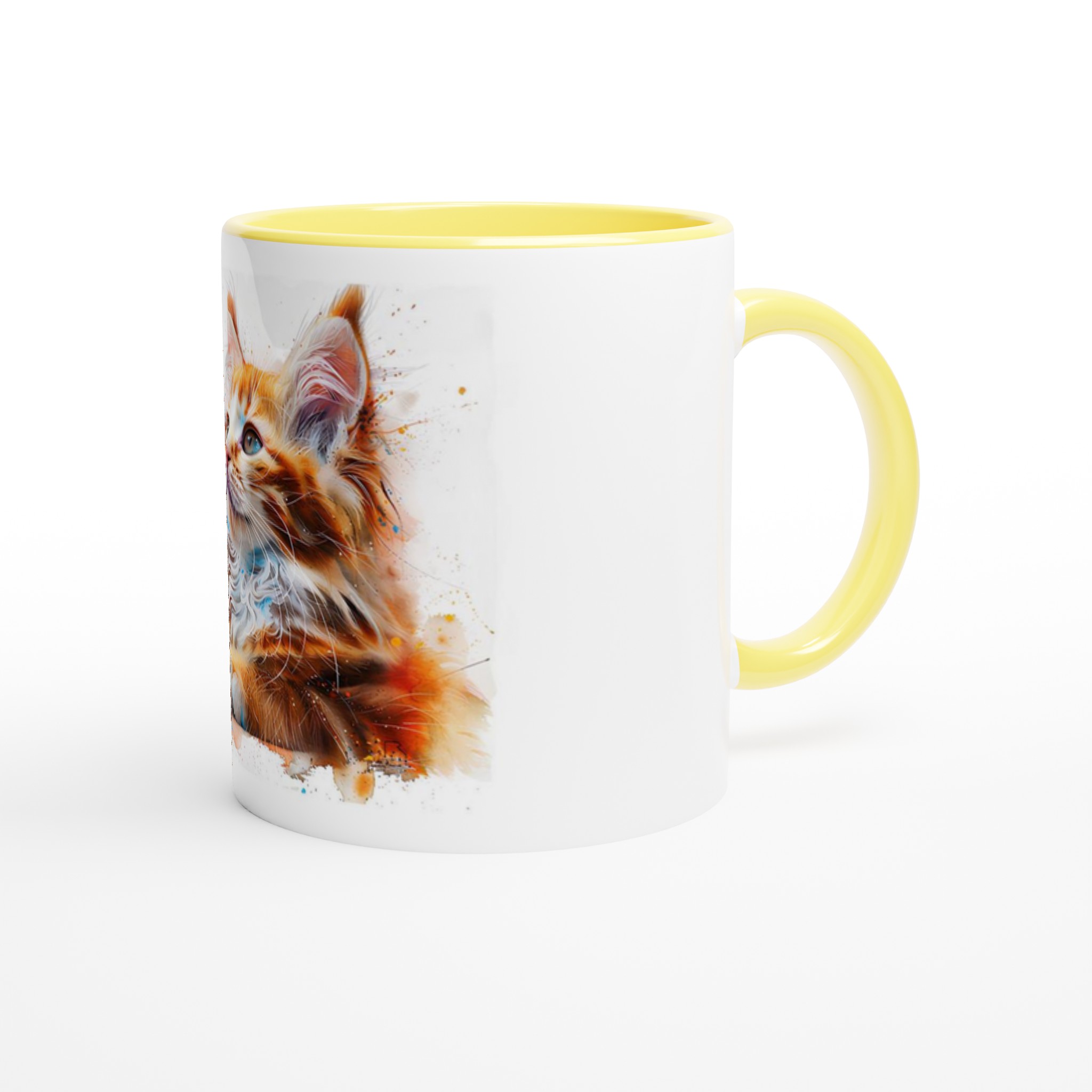 Kattunge i akvarell – 11oz Keramikmugg med färgad insida och handtag 8 e4e5dea9-dfc3-4d39-9c0b-c4450f2d1582