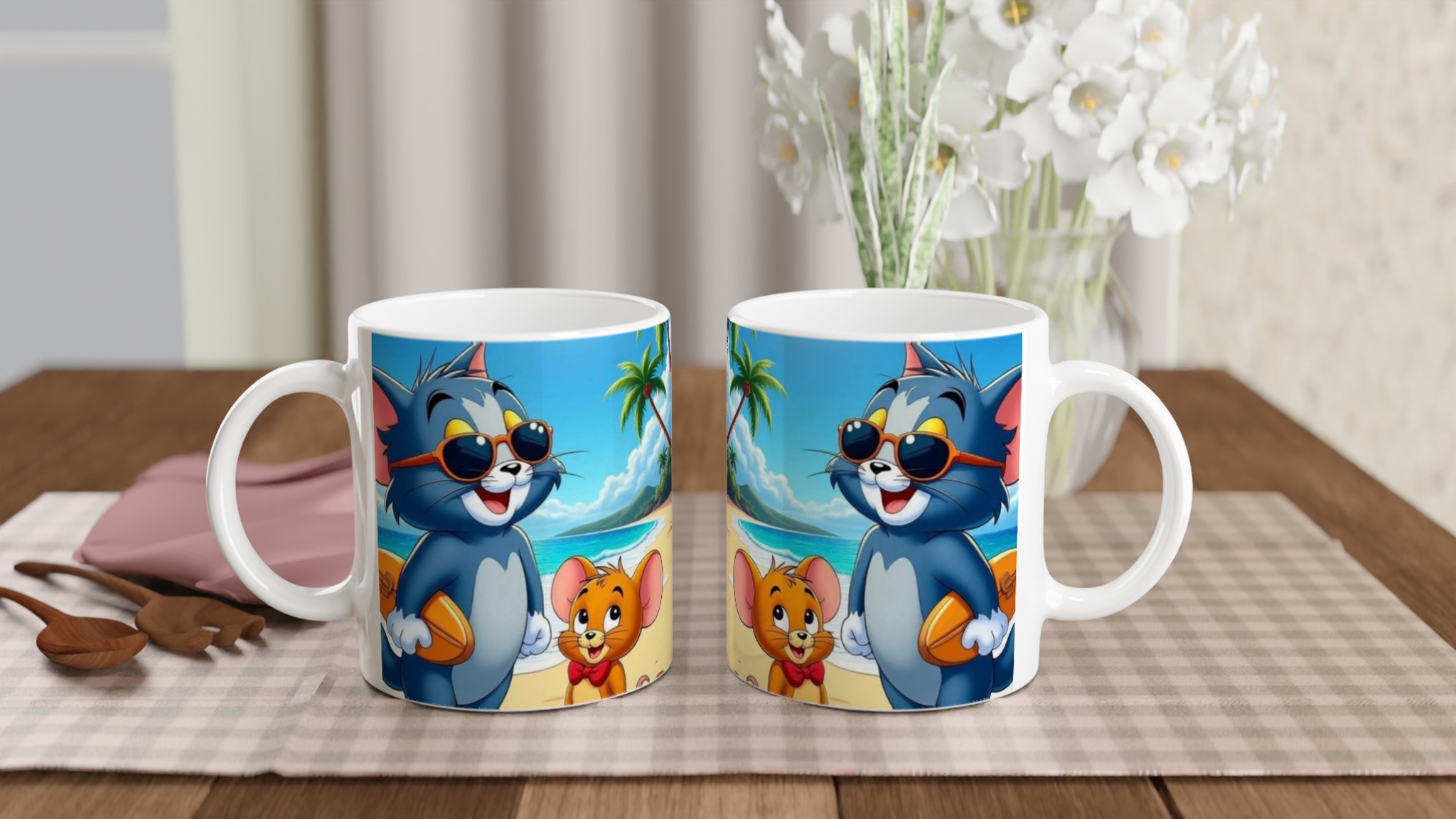 Vit 11oz keramisk mugg med ikoniskt Tom & Jerry motiv – välj bland sju livfulla färger 10 e4f25d4d-3a91-46ae-9f2f-cf13f2d503ba