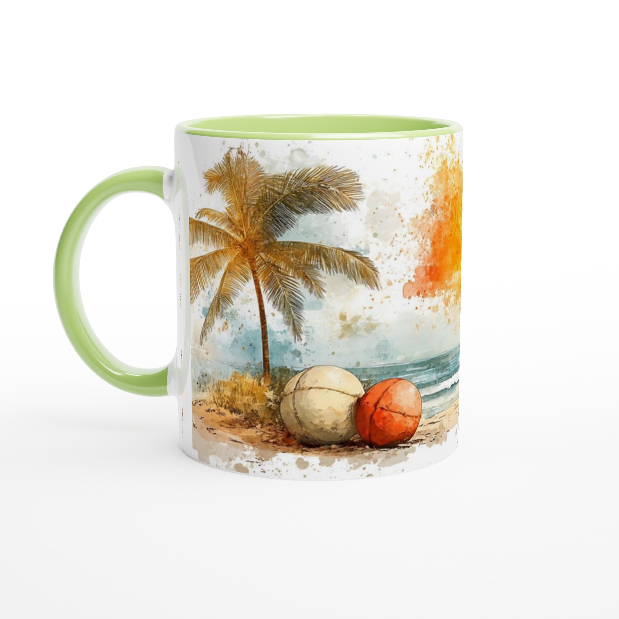 Tropisk Strand Mugg - 11oz Keramisk Kaffekopp med Surfmotiv & Palmträd i Akvarellstil, Välj bland Flera Färger 7 e4f730ef-07e7-48e4-8eb7-f6bc5a2c51b1