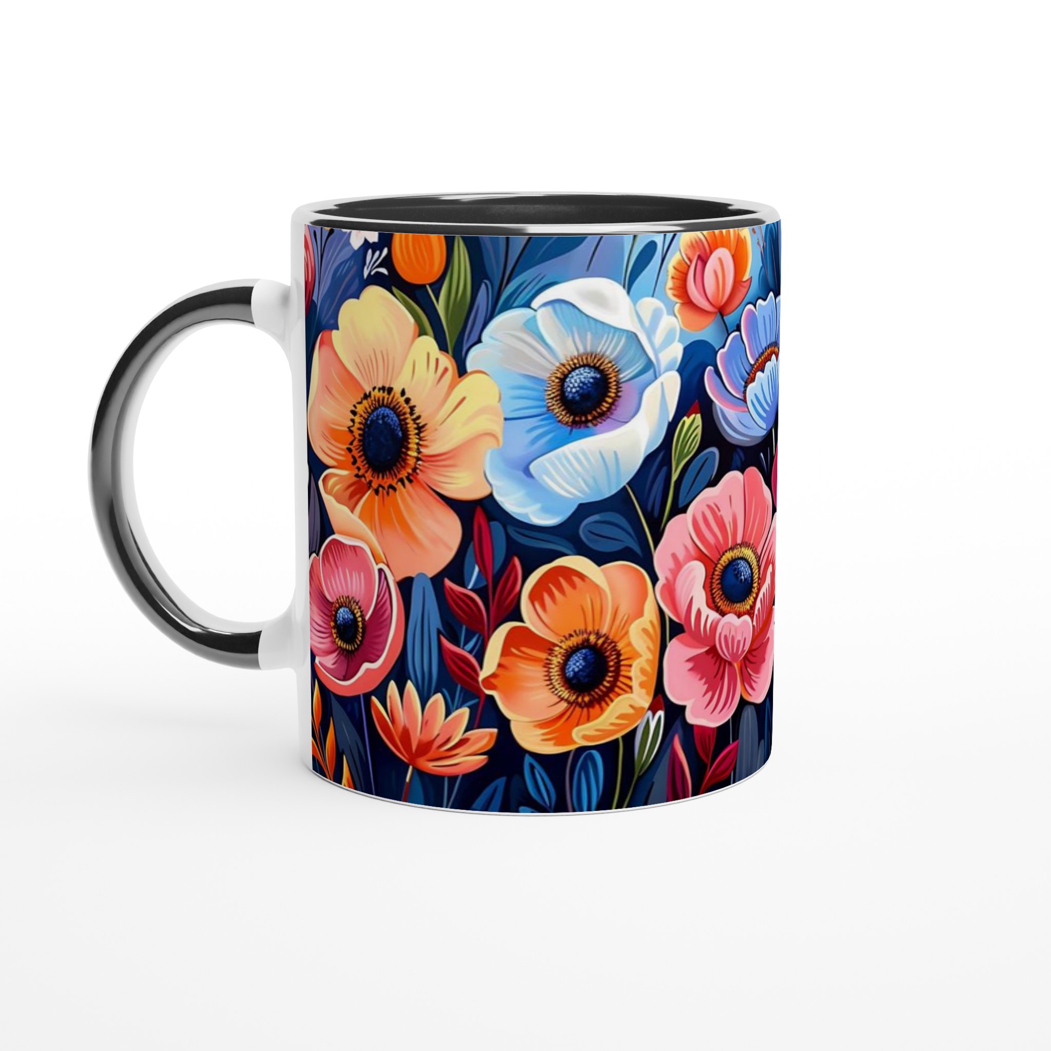 Färgsprakande Blomstermugg – 11 oz Keramisk Mugg för Kaffe & Te i Sju Levande Färger 4 e5293966-295c-46b1-b9f4-7f0b96a0ad60