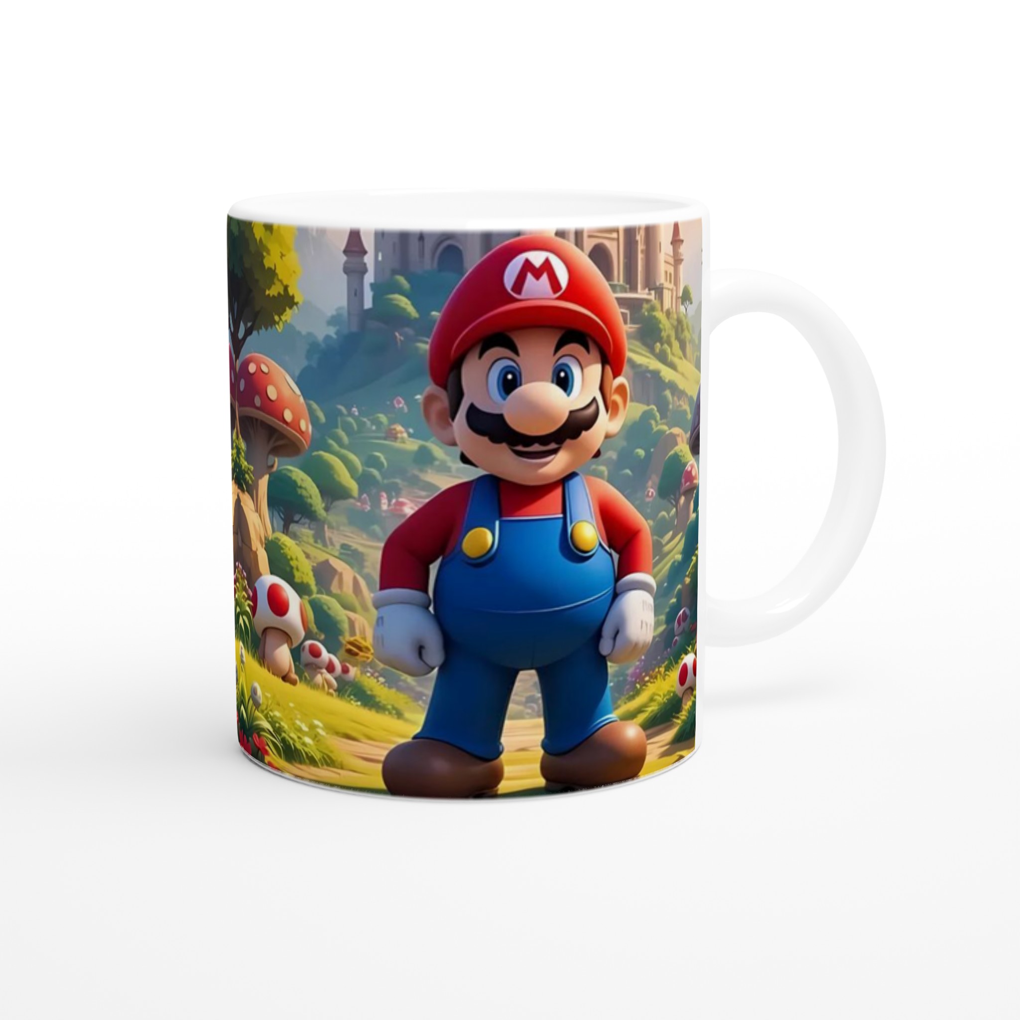 Vit 11oz keramisk mugg med färgstarkt Mario-tema – välj bland sju livfulla keramiska färger 9 e52e4764-1080-42e2-a5d4-87f789633708