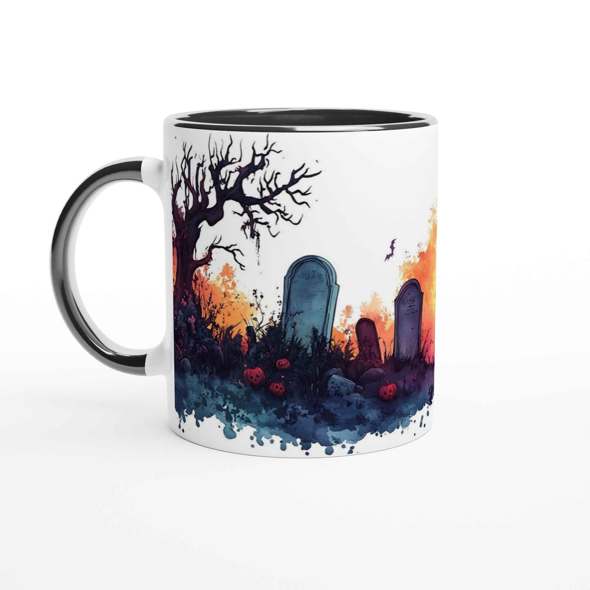 Spöklik Kyrkogård Keramikmugg - 11oz Halloween Motiv i Vattenfärg, Välj Bland 7 Färger! 4 e52fb665-ef66-498a-b602-8adfd4ab89d1