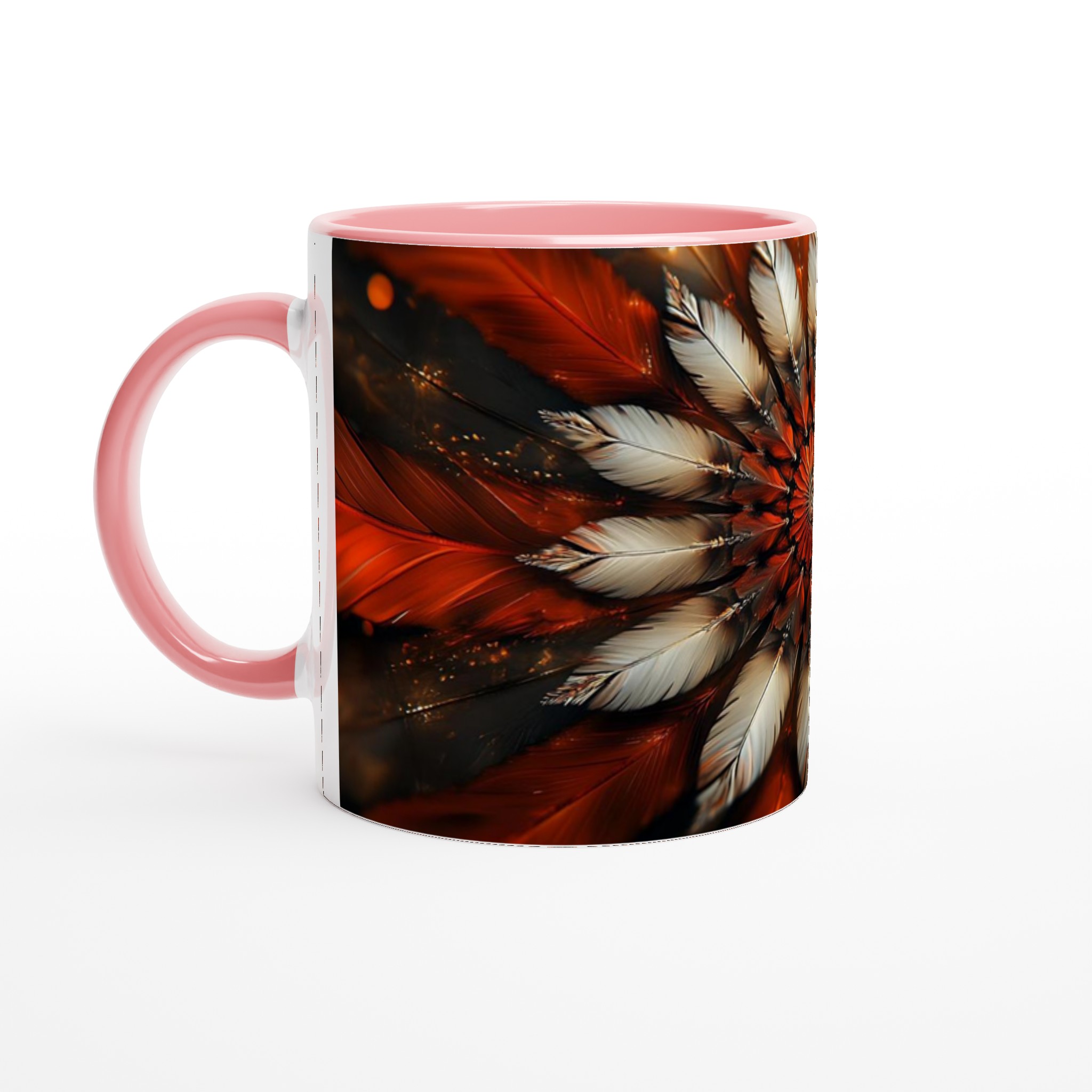 Konstnärlig Fjäderkalejdoskop Keramisk Mugg – Orange, Krämvit och Svart Abstrakt Design 6 e5635b07-7d1d-450c-ab3e-e54226b55ed6
