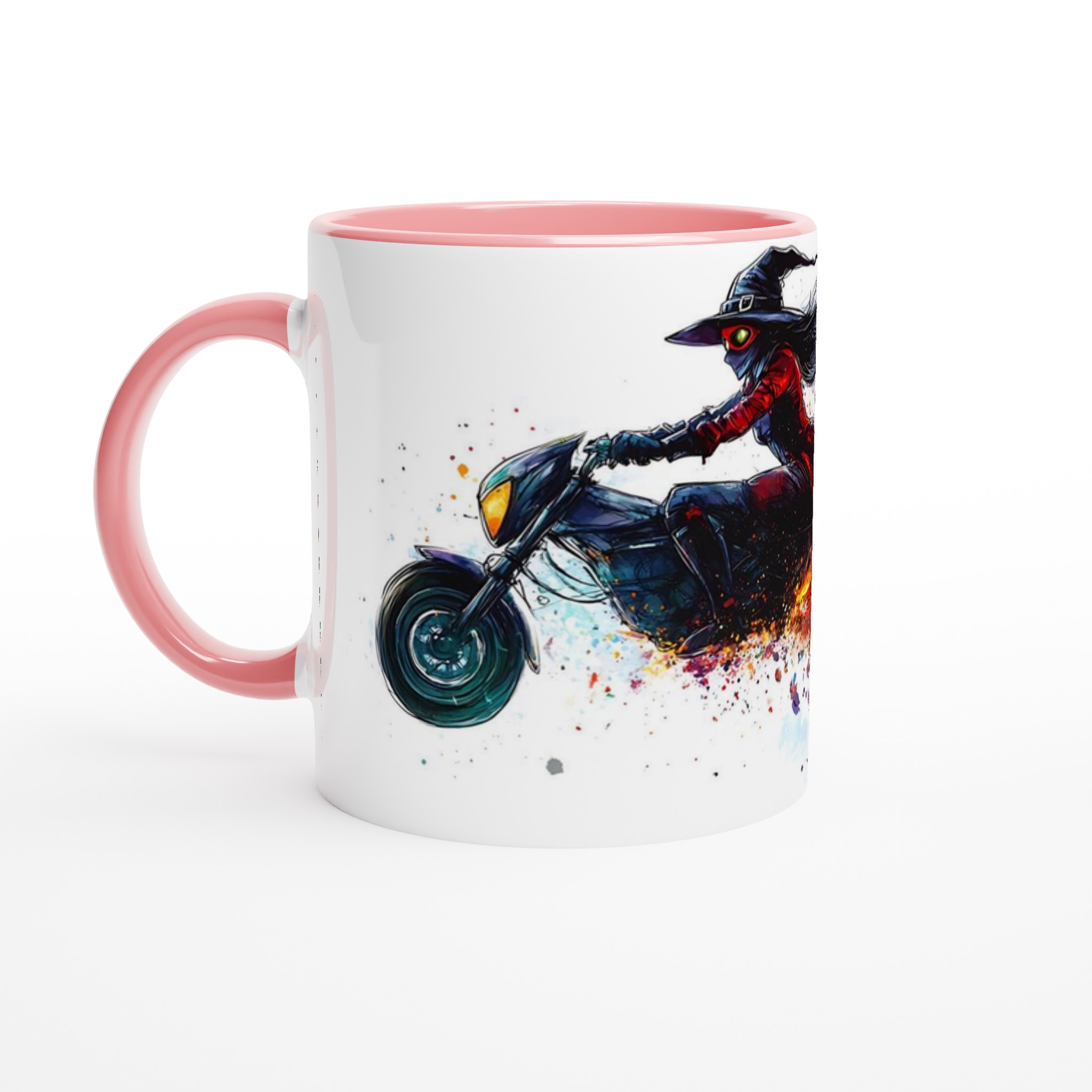 Witch on Fire Motorcycle 11oz Keramisk Mugg – Unikt Motiv i Ditt Val av Färg 6 e5727302-dfe4-426c-b260-2f01e7503187