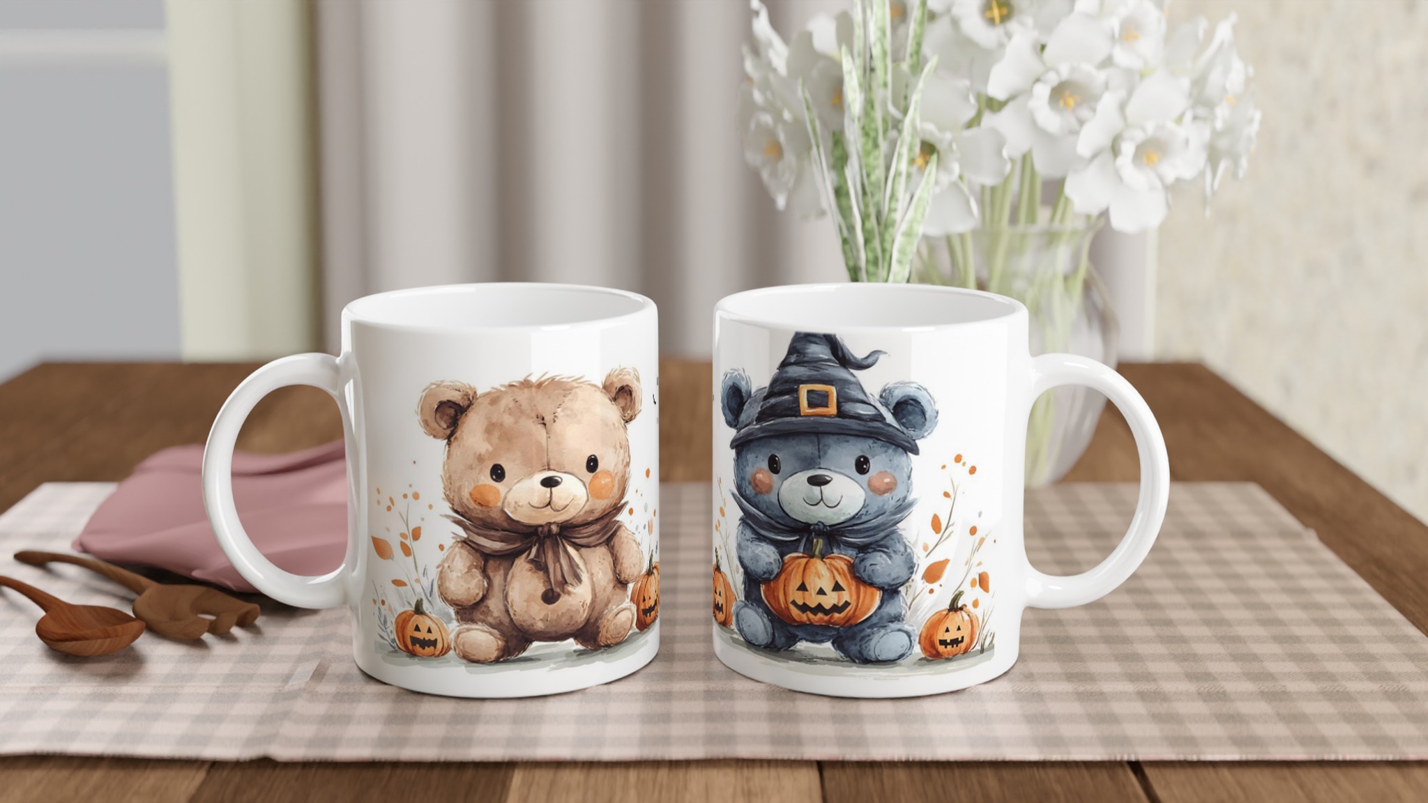 Söta Halloweenbjörnar – Unik 11oz Keramikmugg i ditt val av färg 10 e5914530-4de0-45e3-9e27-40c115aec54f