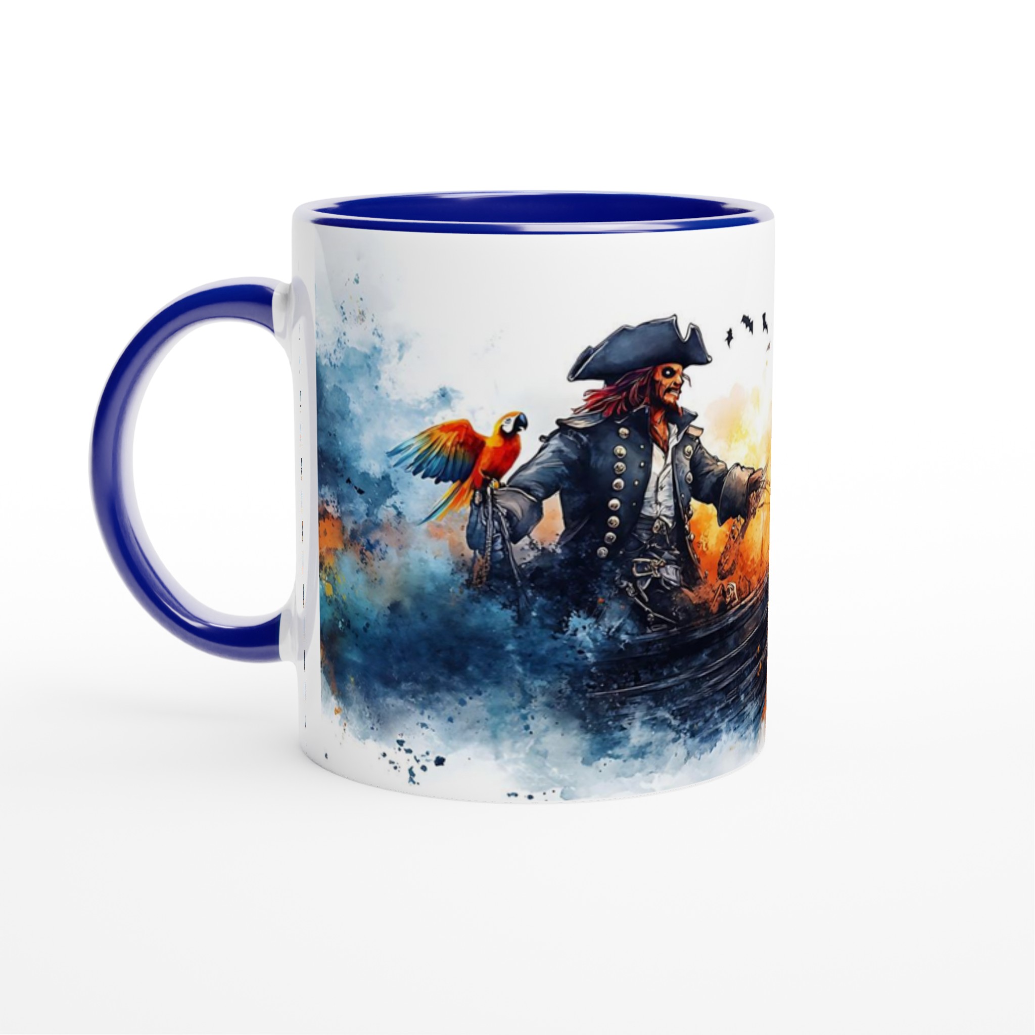 Piratmugg – Äventyrlig Vattenfärgsskäppare med Papegoja – 11oz Keramisk Mugg i Valfri Färg 2 e5abfcbc-c7d0-4c87-89e4-b5c92777cdb7