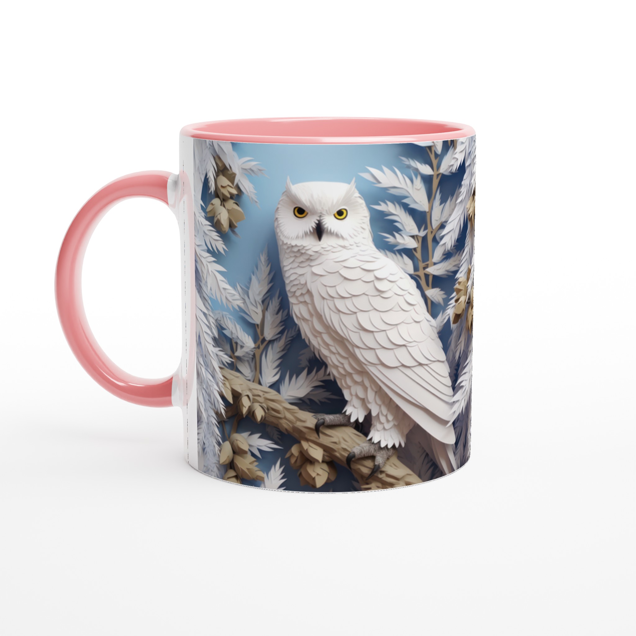 Vit 11oz keramisk mugg med elegant snövitt ugglemotiv – välj bland sju färgstarka keramfärger 6 e5c432d3-81c3-4ff6-94b3-2c5e9f52be3c