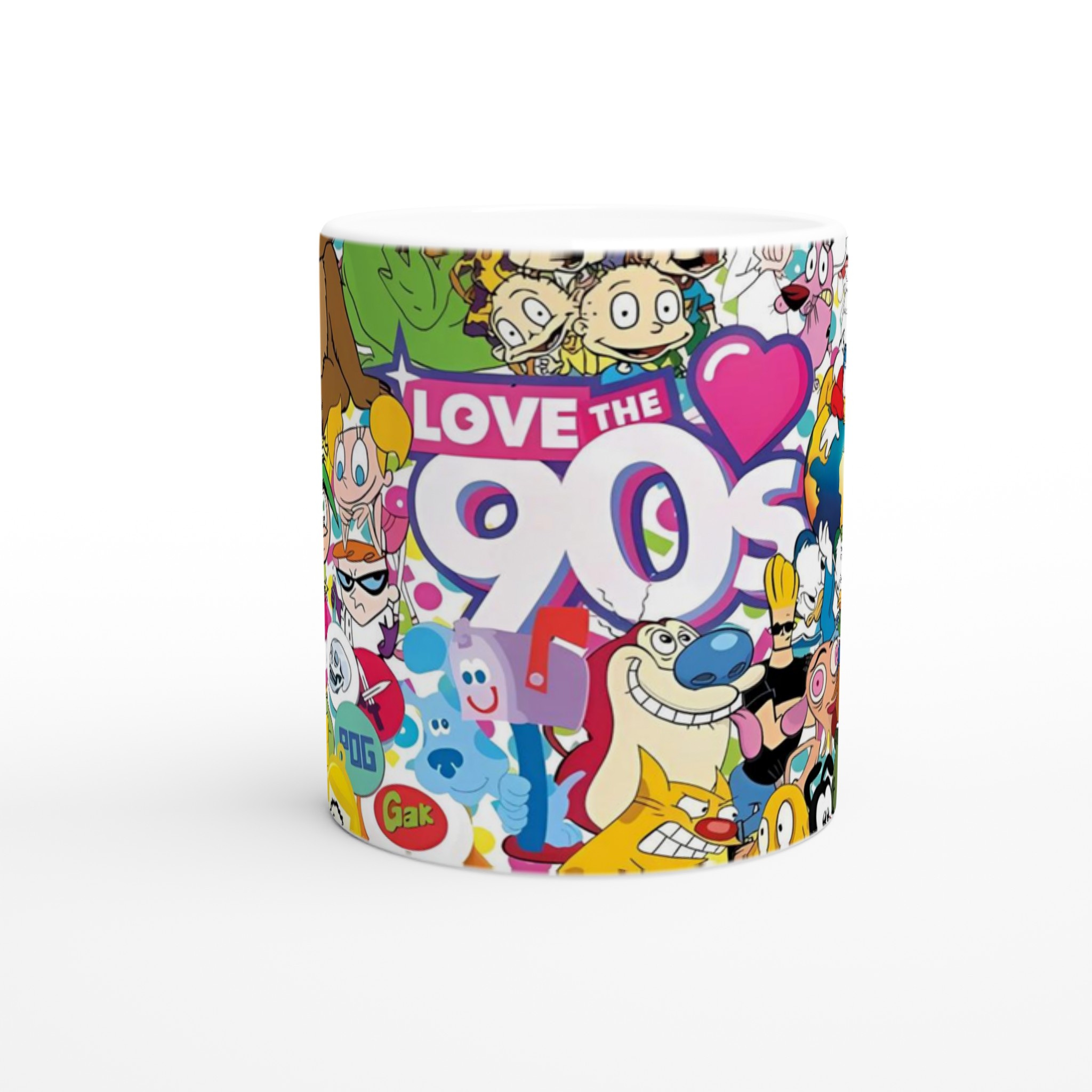 Vit 11oz keramisk mugg med livfulla 90-talsnostalgiska karaktärer i ditt val av färger 8 e6168ad4-fa28-41d4-96b6-5a3f579760f1
