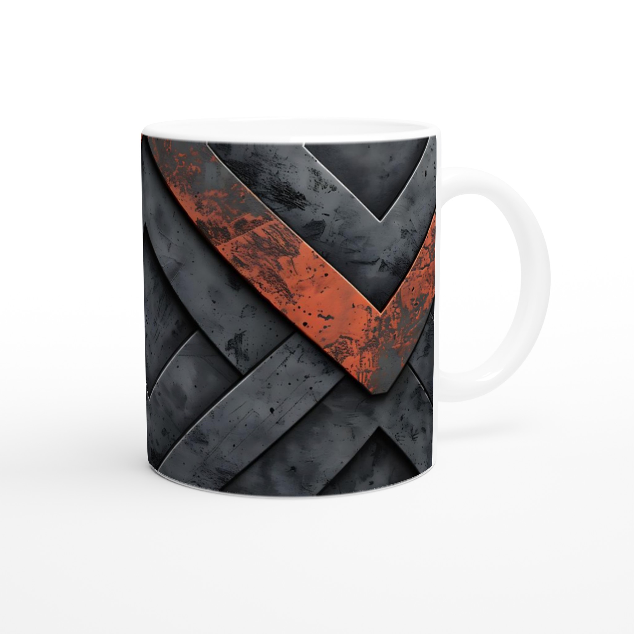 Vit 11oz keramisk mugg med rustik metall-inspirerad design i sju färgval 10 e624bd8a-93de-4681-9467-c05123da217a