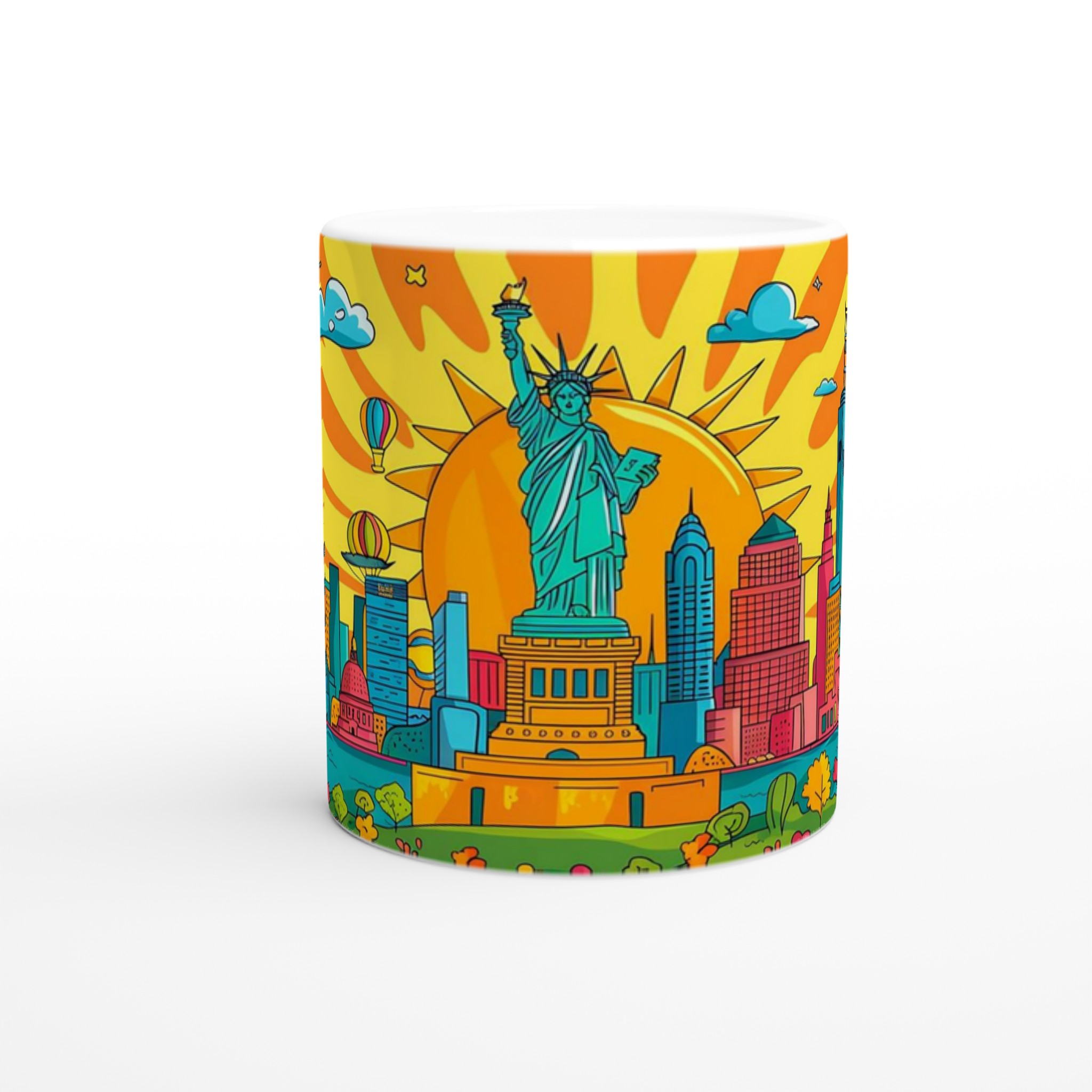 New York City Pop Art Mugg – Livlig skylineskildring för färgstarka morgnar, välj din keramiska färg! 8 e63b6dc2-c4f6-4ac6-9ad3-2177d95db0a0