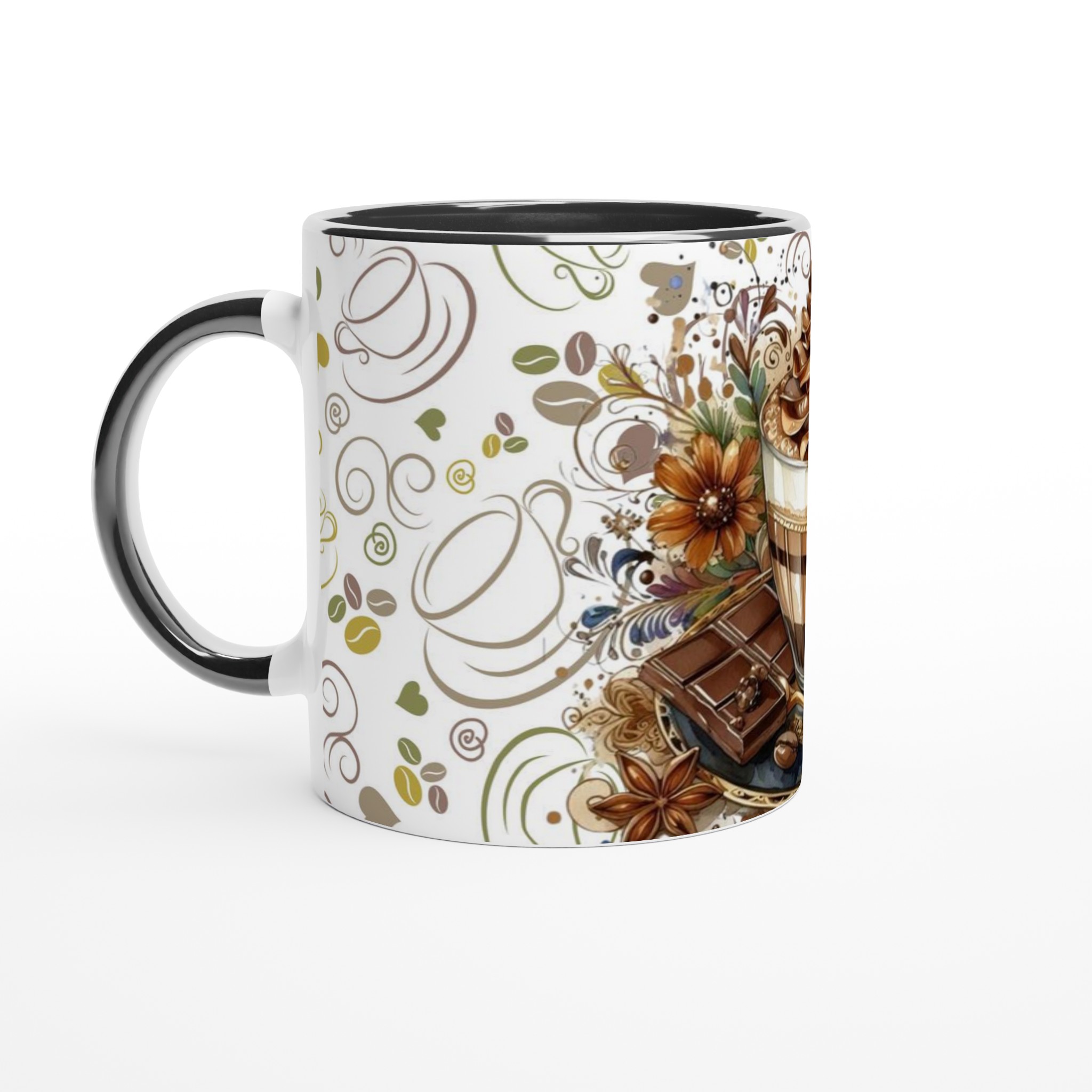 Vit 11oz keramisk mugg med elegant kaffemotiv i varma jordtoner – välj din favoritfärg 4 e6406bfc-9391-45e9-8e97-4877b8b26f63