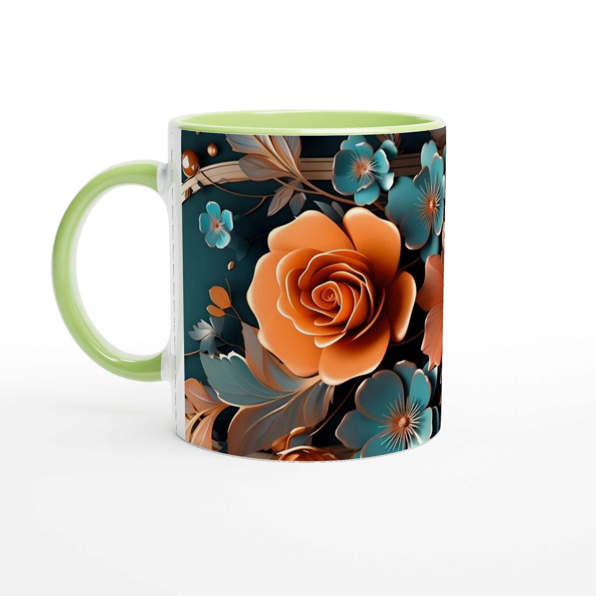 Elegant Floral Ceramic Mug – 11oz in Your Choice of Vibrant Colors 7 e65210db-39e3-48d3-a87d-e447d4bad907