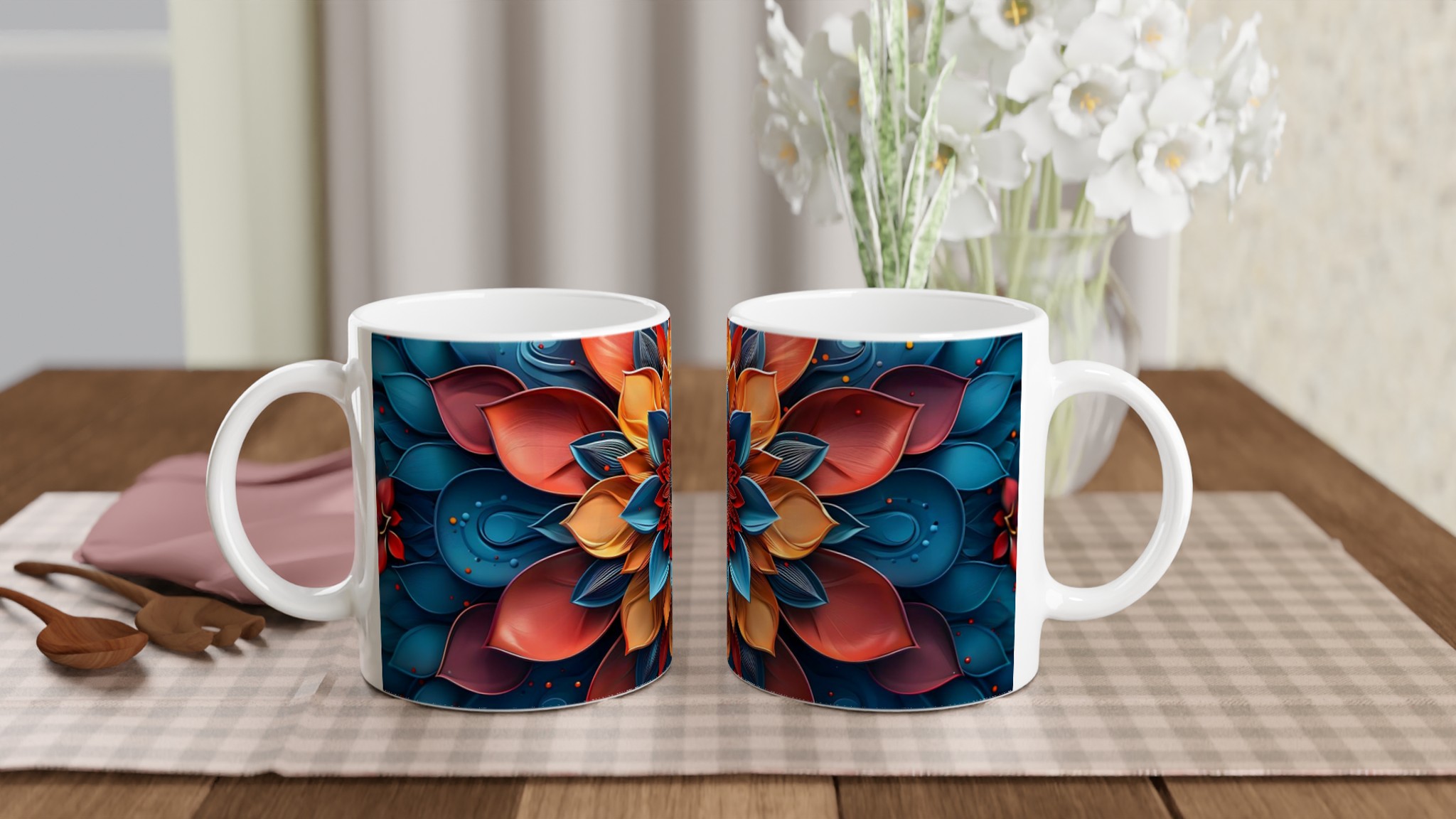Abstrakt Mandala Blomstermugg – 11oz Premium Keramikmugg i Klara Färger 10 e6588171-50fc-43f5-9da8-7948d6648bf9