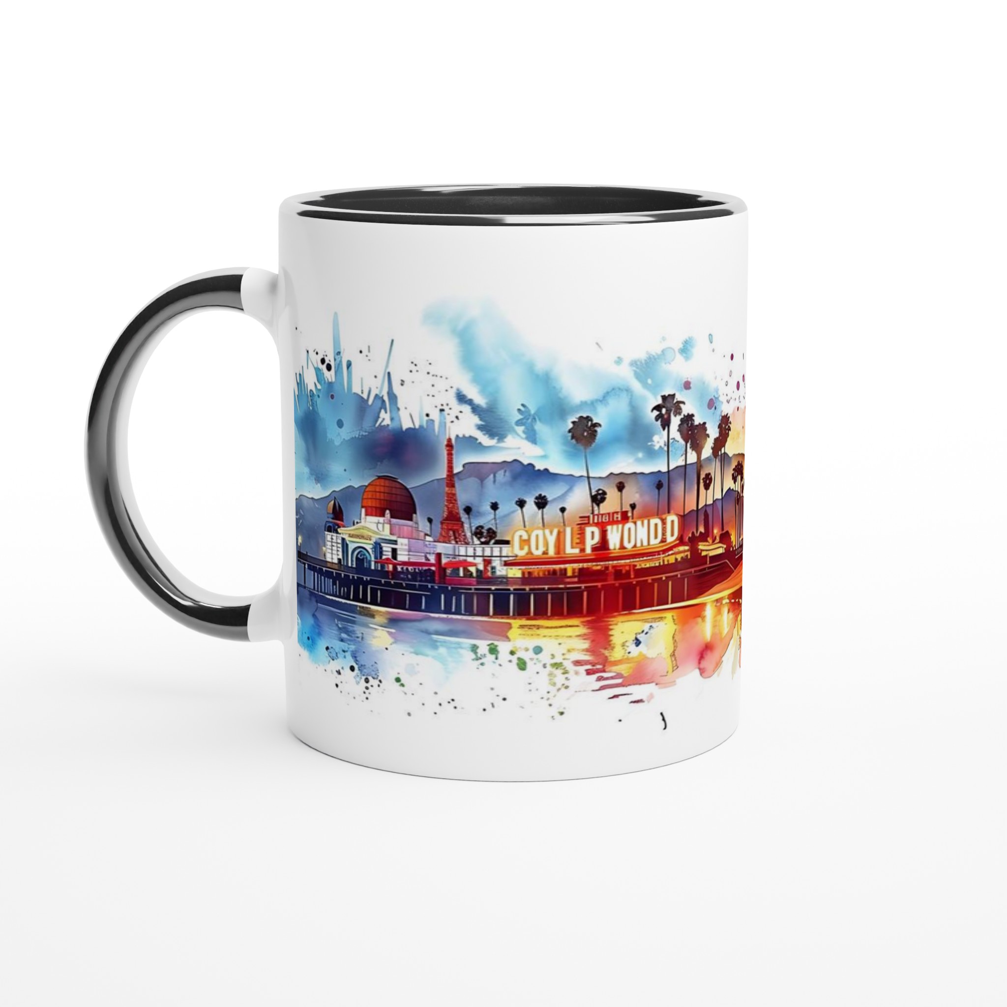 Vit 11oz keramisk mugg med färgstark Los Angeles skyline – välj din favoritfärg 4 e667de3c-d72b-4199-b0e3-d2182d6b9cb9