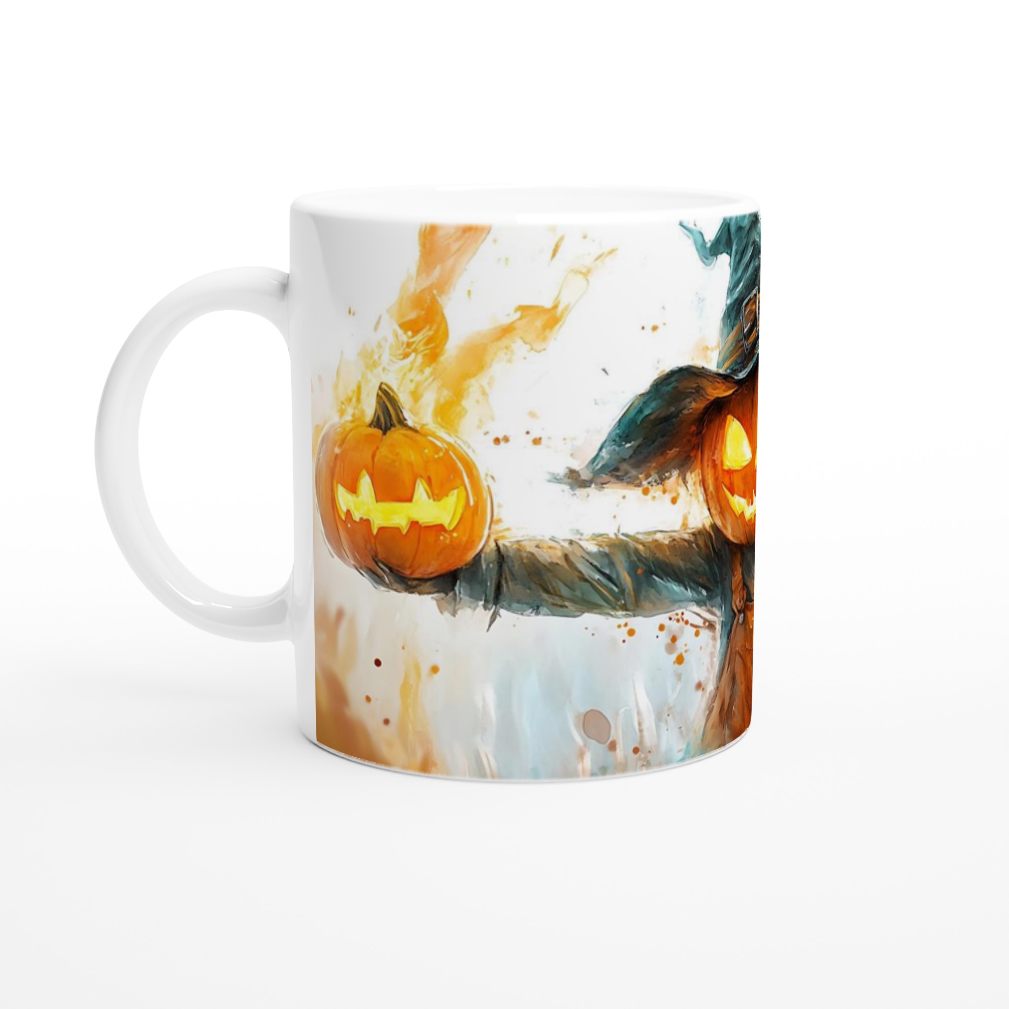 Mystisk Pumpa Skrämsel: Skräckinjagande Halloween Keramikmugg i ditt färgval – 11oz Vit Vit Keramikmugg 1 e66e975b-58e4-4aef-8991-d82ea5dcde5d
