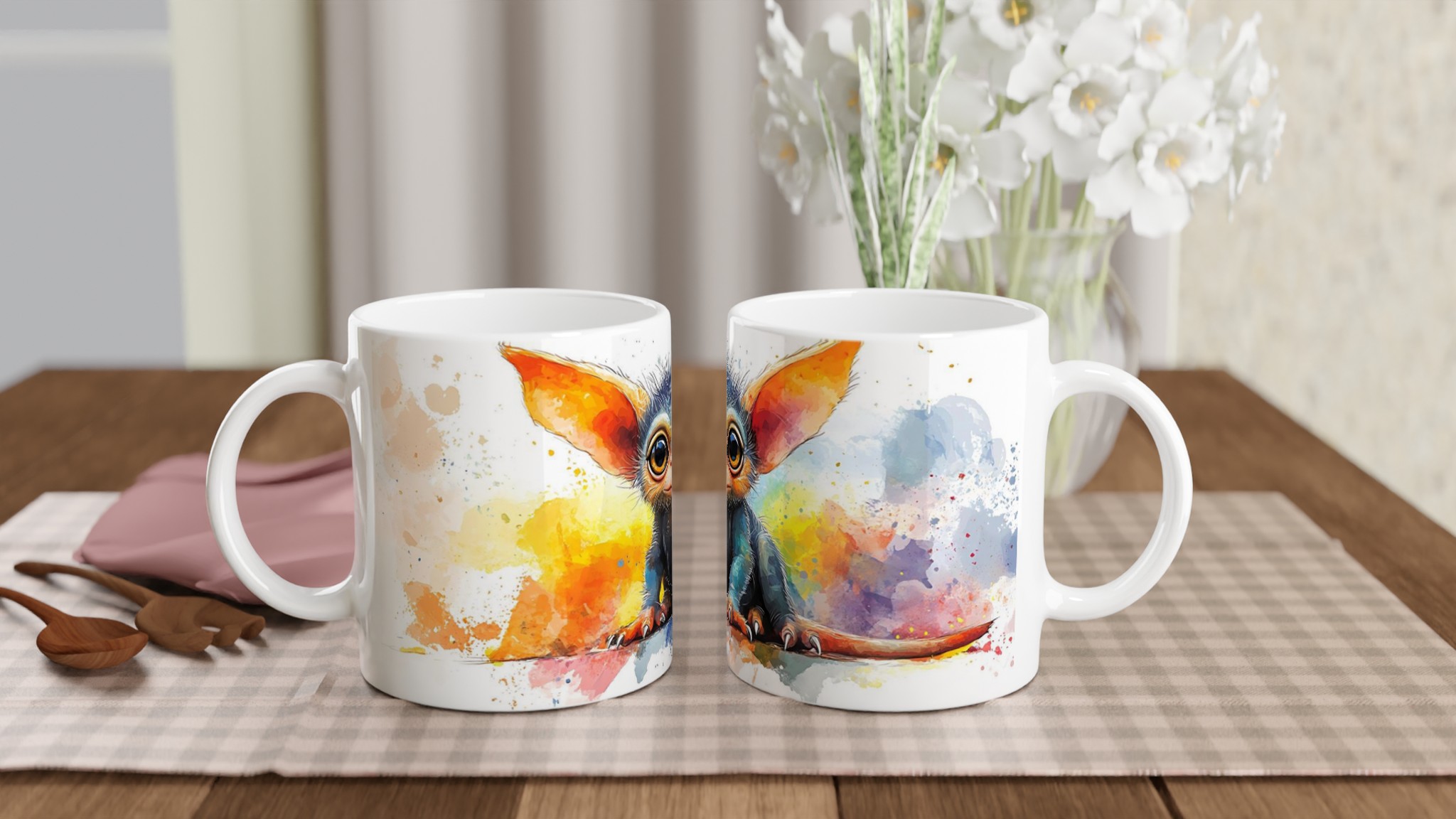 Magical Critter Akvarell Mugg – Vit 11oz Keramisk Mugg med Färgstarkt Tryck 10 e67c9323-6507-4f26-96f3-1d09377eb8c8