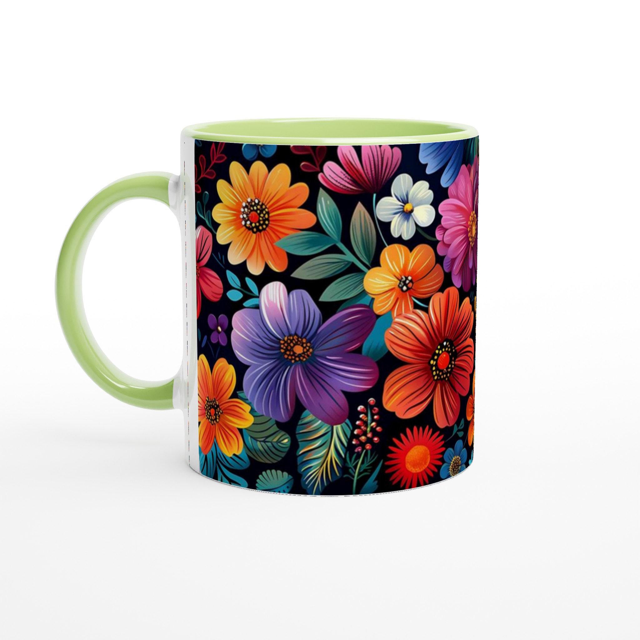 Färgsprakande Blommönster Mugg – 11oz Keramisk Kaffekopp för en Glad Start på Dagen 7 e6bd0bfb-1423-4cea-8cd3-7b51d2807113