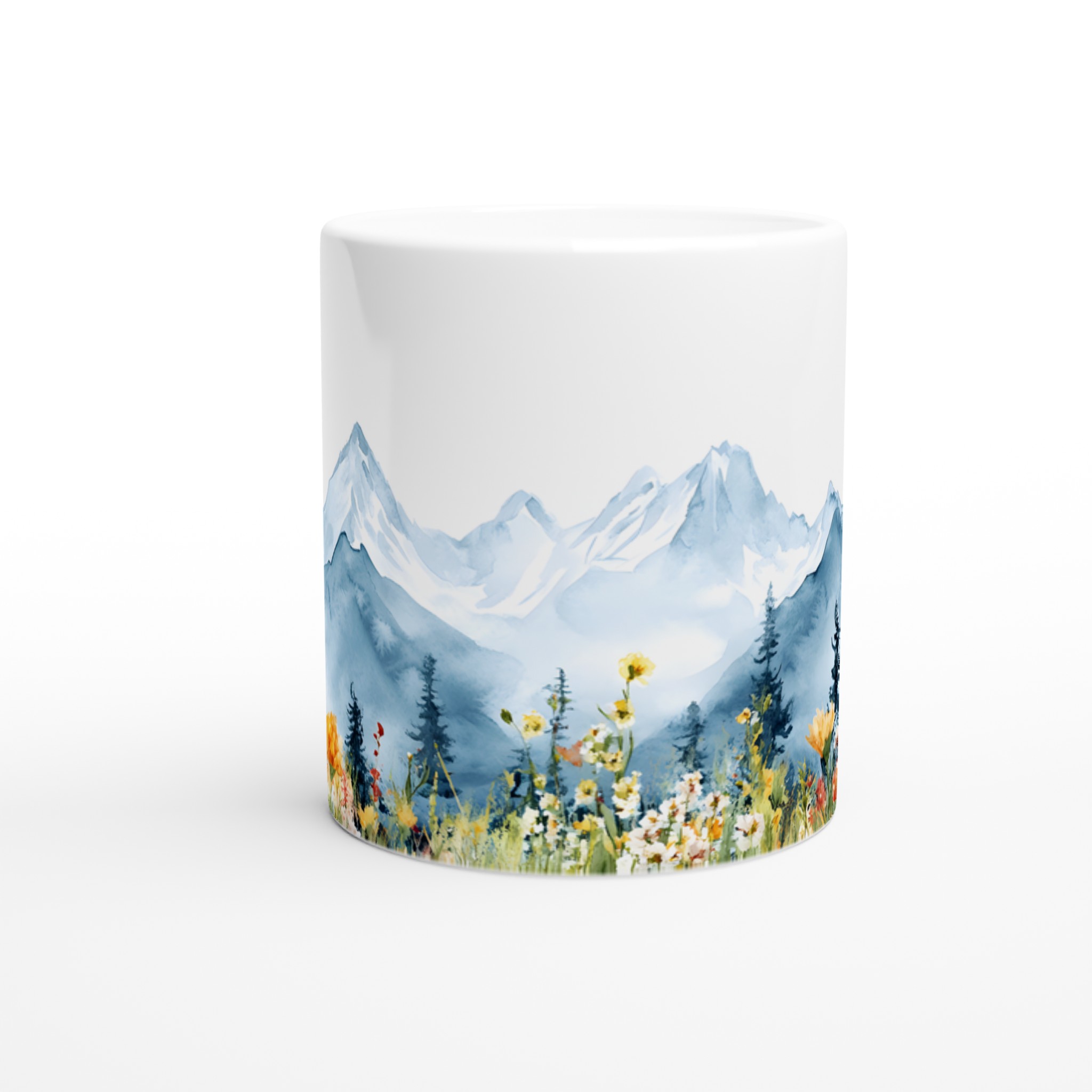 Akvarell Berg & Vildblommor Keramikmugg – Din 11oz Favorit i Väljfri Färg 8 e6c681ac-af92-4cd8-8152-7dcc10a9909c