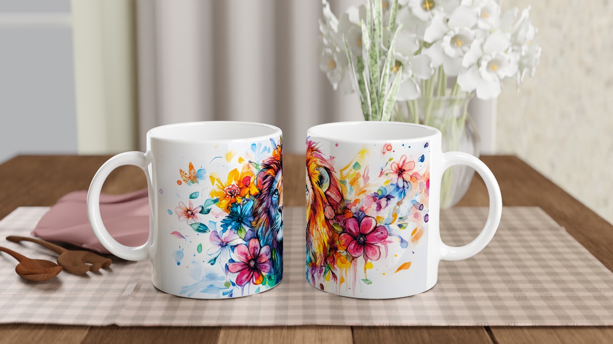 Färgsprakande Lejon Akvarell Mugg – Uttrycksfull 11oz Keramikmugg i ditt Val av Sju Livfulla Färger 10 e714c92d-1f8d-4f5f-bea9-57770756ee52