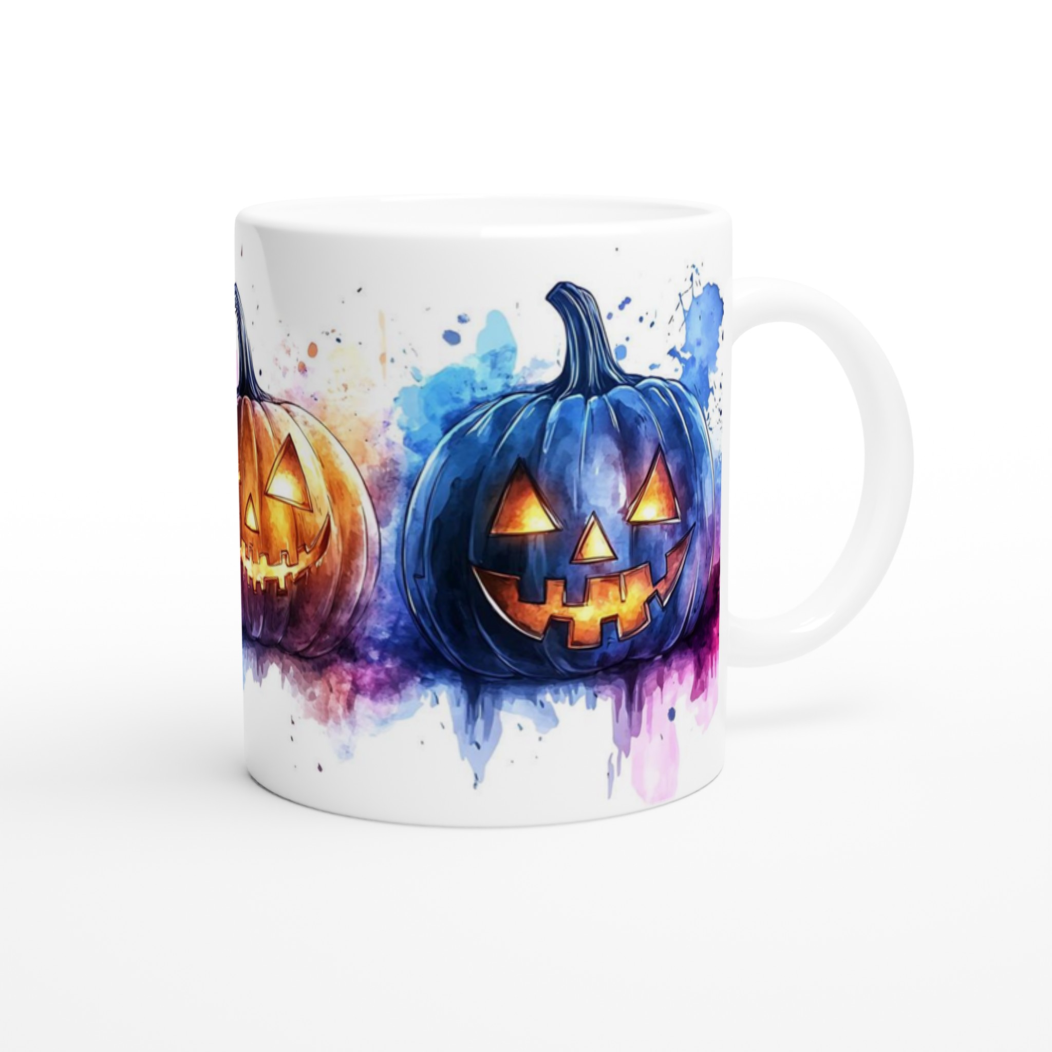 Färgglada Halloween Pumpamugg - Akvarell Jack-o'-Lantern Keramikmugg i ditt val av 7 nyanser 9 e71b0200-0d43-48c9-886f-524c1131871c