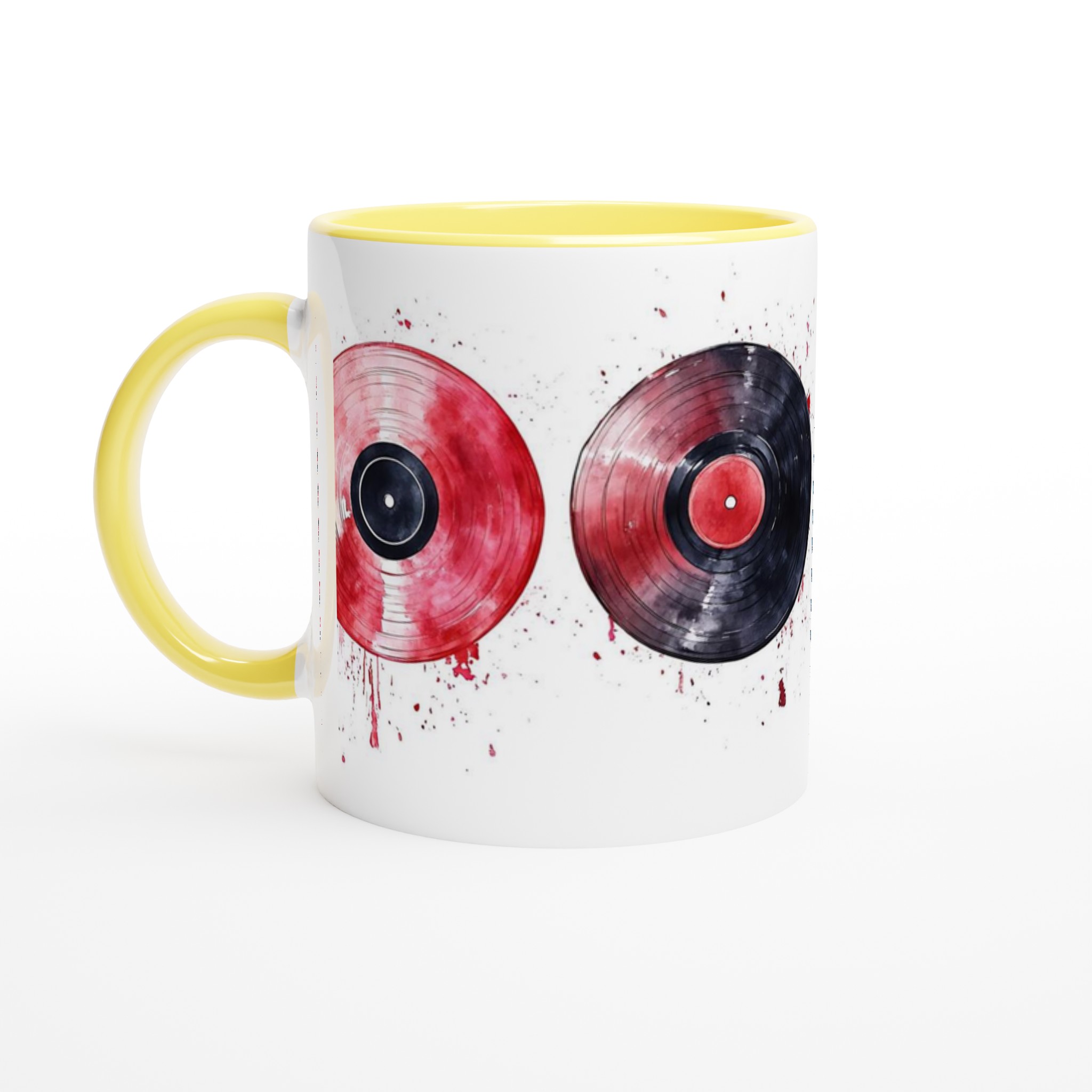 Vit 11oz keramisk mugg med färgstarka vinylskivor – välj bland sju livfulla nyanser 3 e73fce8a-16fe-4523-a5d2-1639c40b67a3