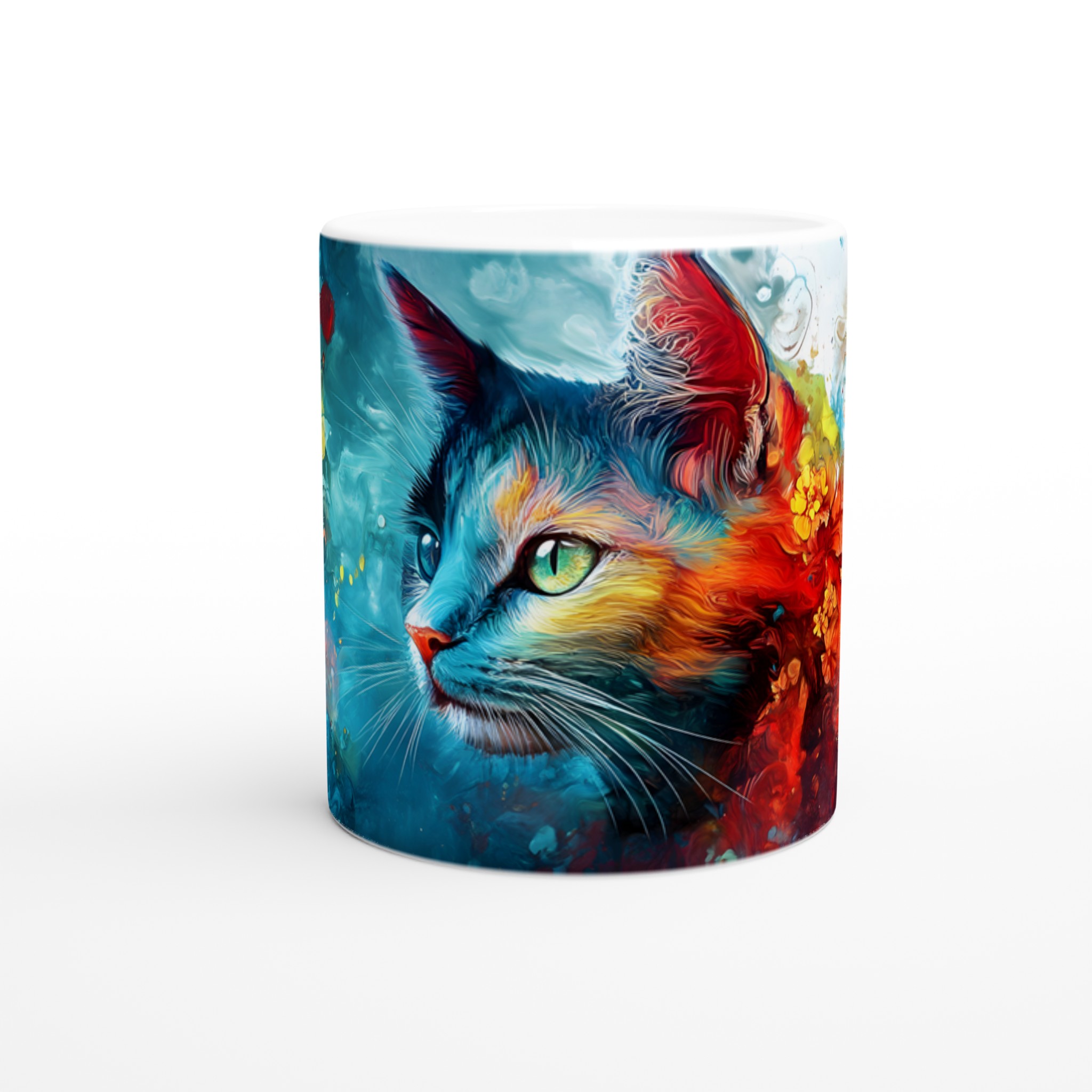 Färgsprakande Kattkonst Mugg – 11 oz Keramikmugg för kaffeälskare i sju levande färger 8 e754b059-9c62-4df5-aa62-61da4055f537