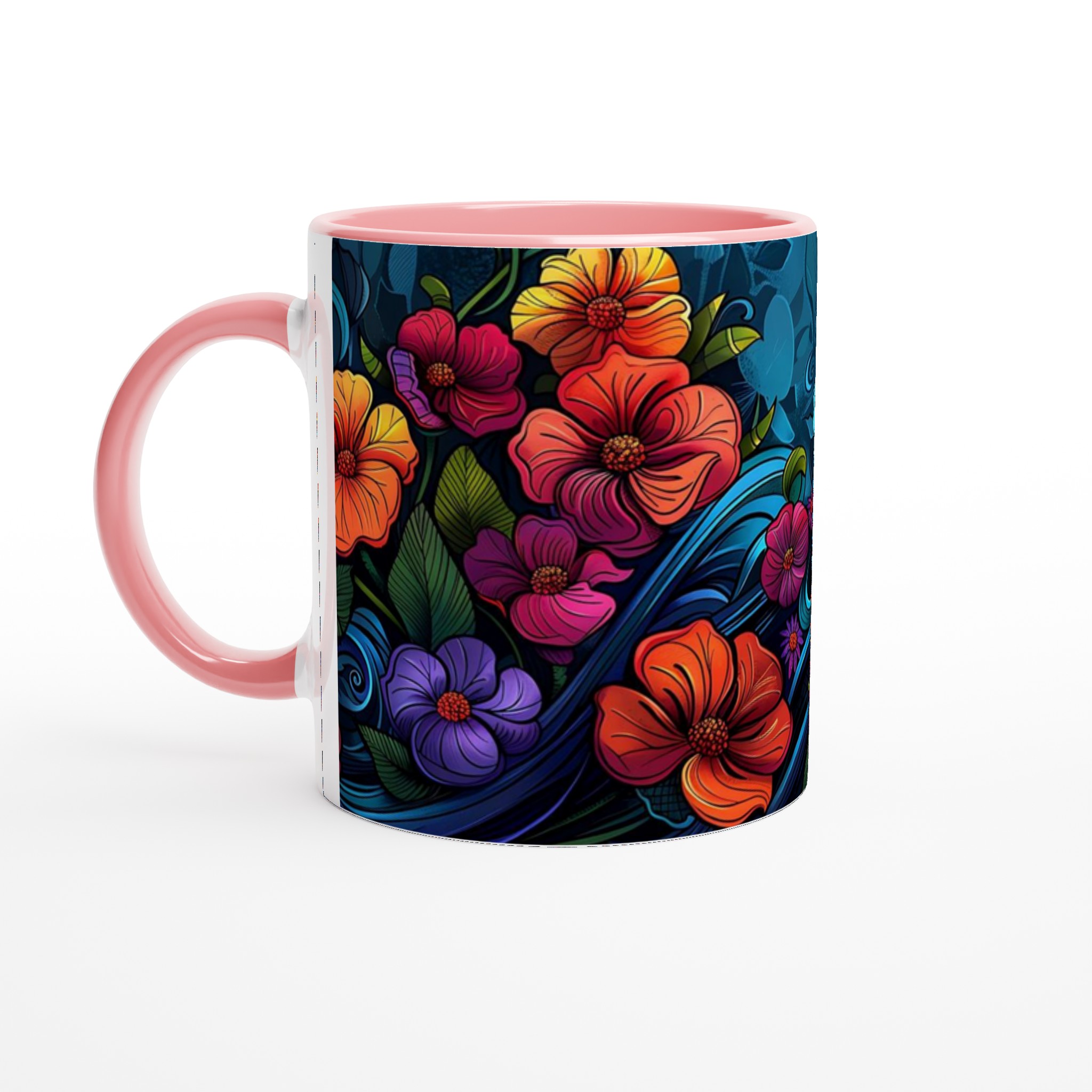 Tropisk Blomsterprakt Keramikmugg - 11oz, Välj Bland 7 Levande Färger 6 e78fe795-183a-46fe-951c-cd21586199ab