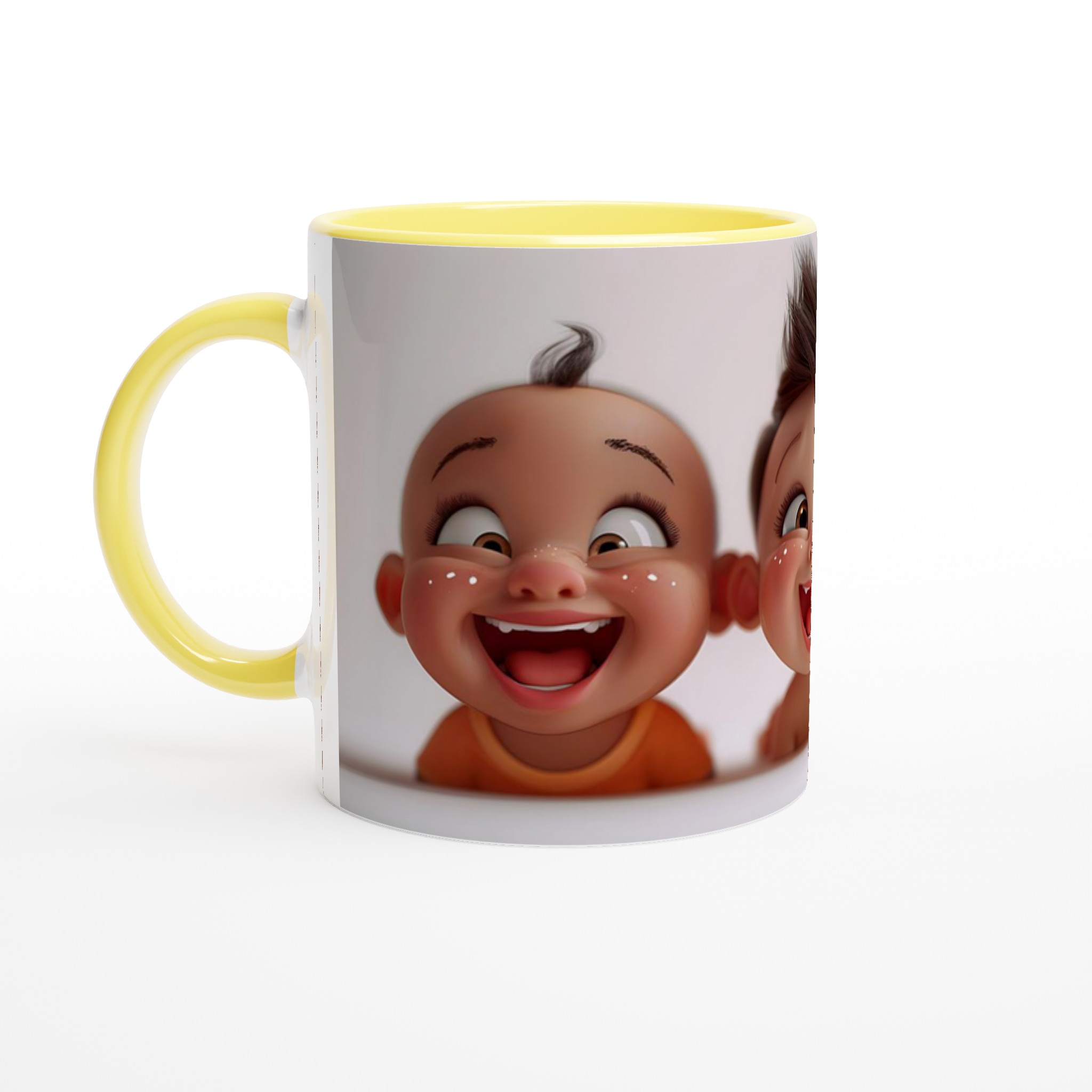 Vit 11oz keramisk mugg med lekfulla barnansikten – välj bland sju livfulla färger 3 e7a8428f-1247-438f-a2ec-c104b7b0cd43