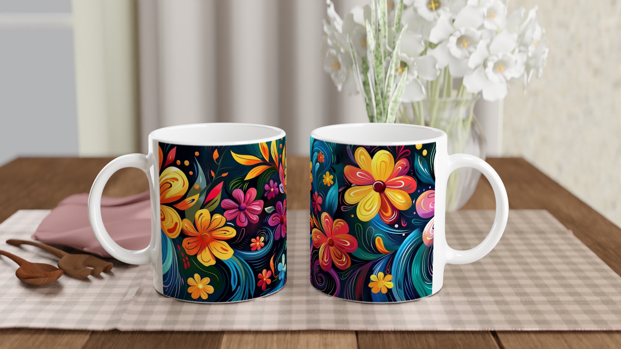 Abstrakt Blommig 11oz Keramikmugg – Färgglad Design för Kaffeälskare, Välj Din Favoritfärg! 10 e7b3fd4f-b57b-400a-a710-dc95d6c418aa