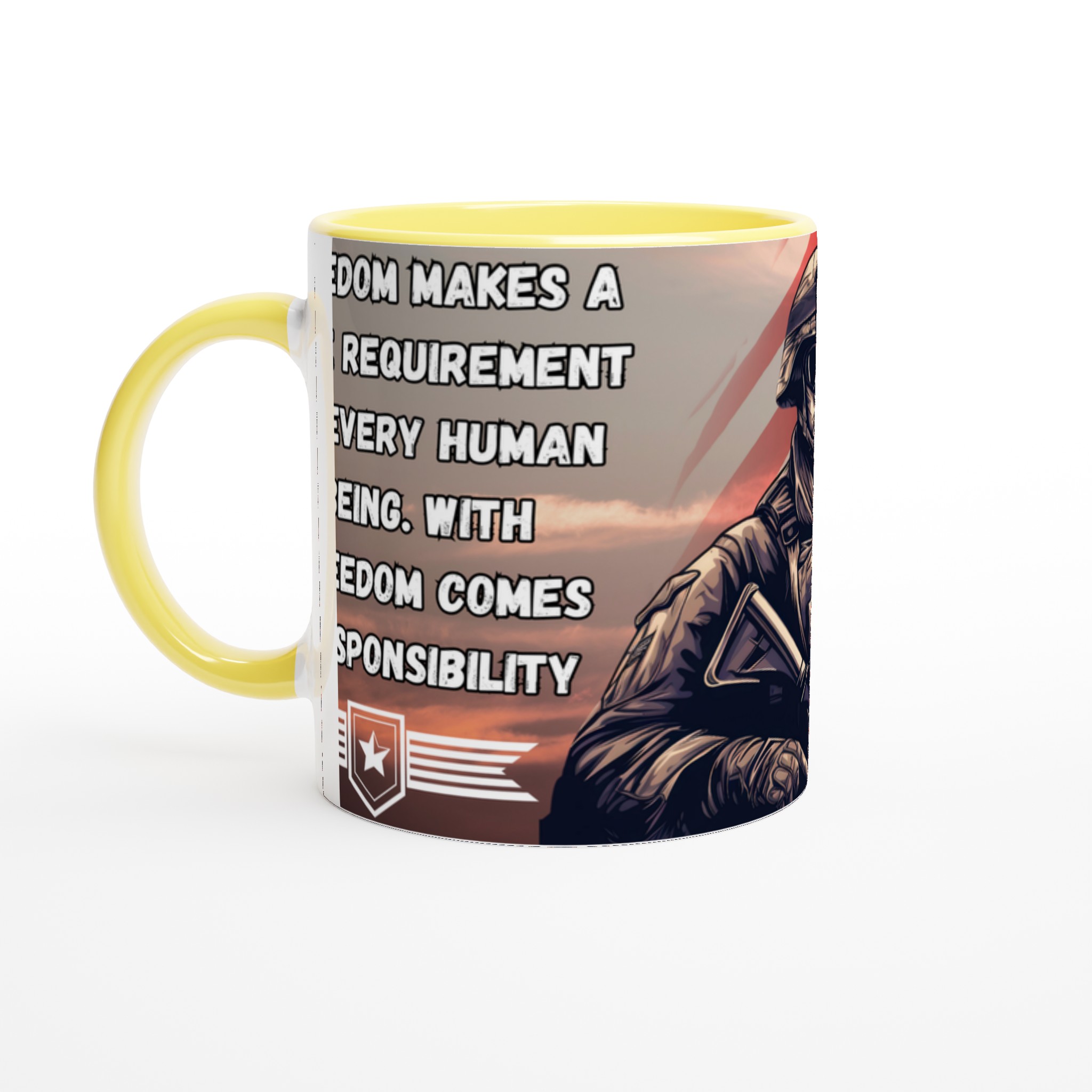 Vit 11oz keramisk mugg med patriotiskt soldatmotiv – välj bland 7 livfulla keramiska färger 3 e7bde64b-e95e-4e01-9092-d55383aba71b