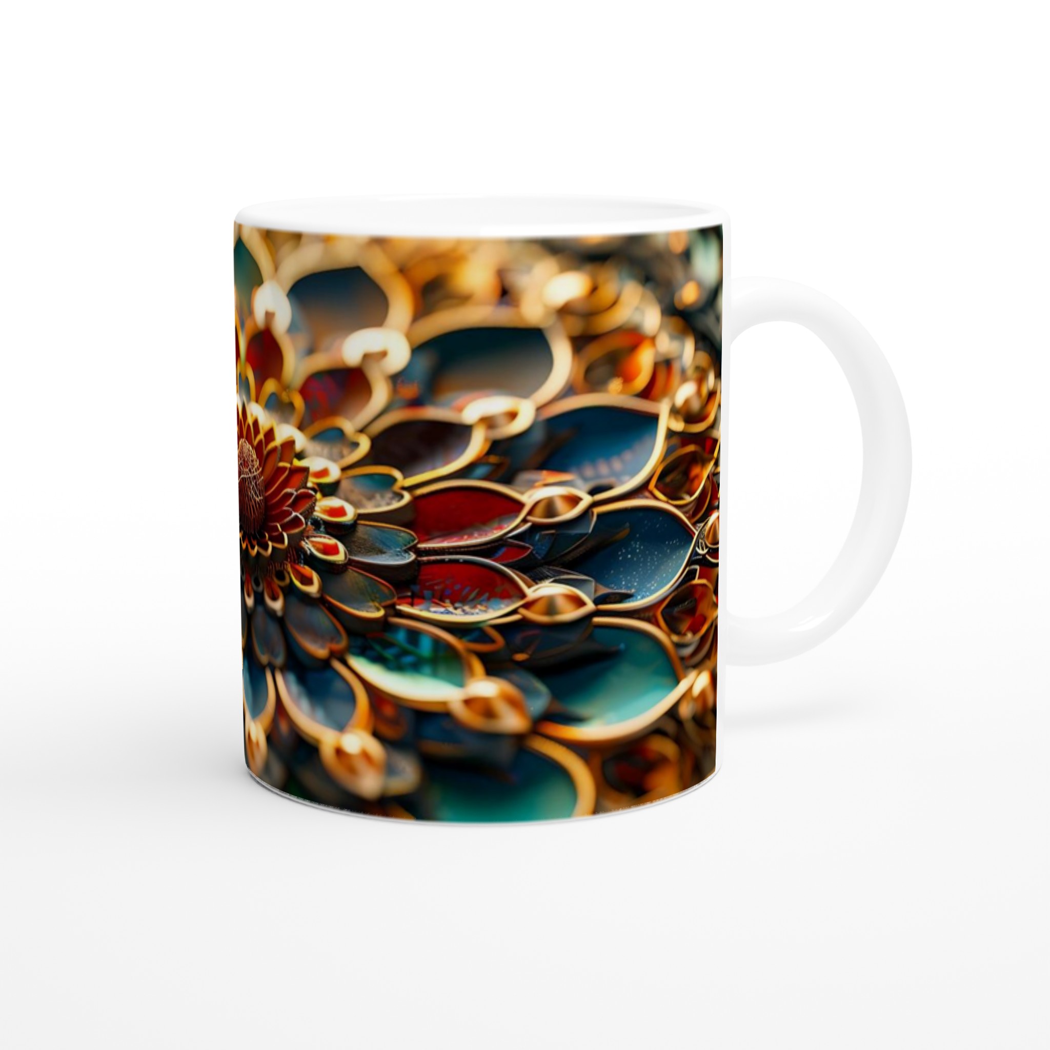 Zen Mandala Mugg – 11oz Keramisk Kaffemugg med Lugnande Design i Blått & Guld 9 e7cab09b-a3cf-43f6-a2b4-5cbf0ce89fe0