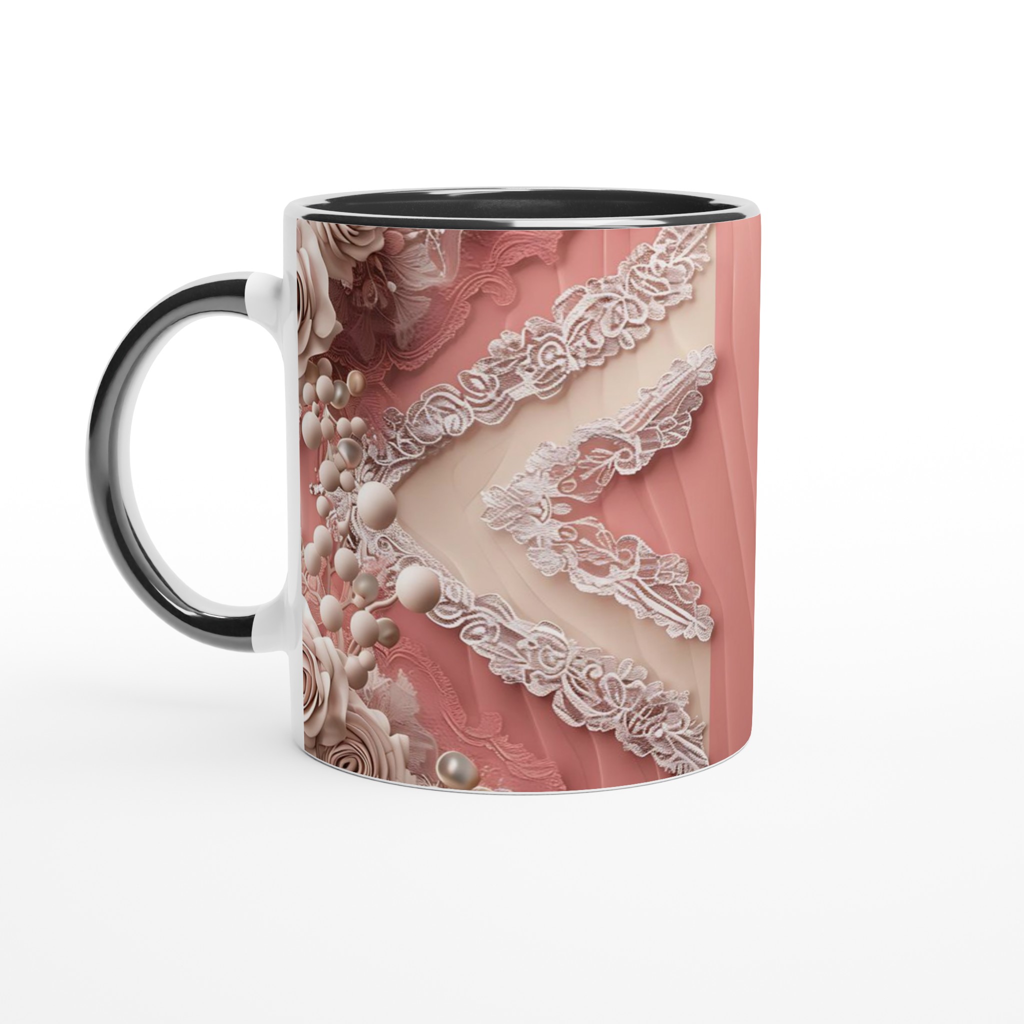 Vit 11oz Keramisk Mugg med Elegant Rosornament - Välj Din Favoritfärg 4 e805e84b-9379-44ed-9a4f-5dcdb58f372a