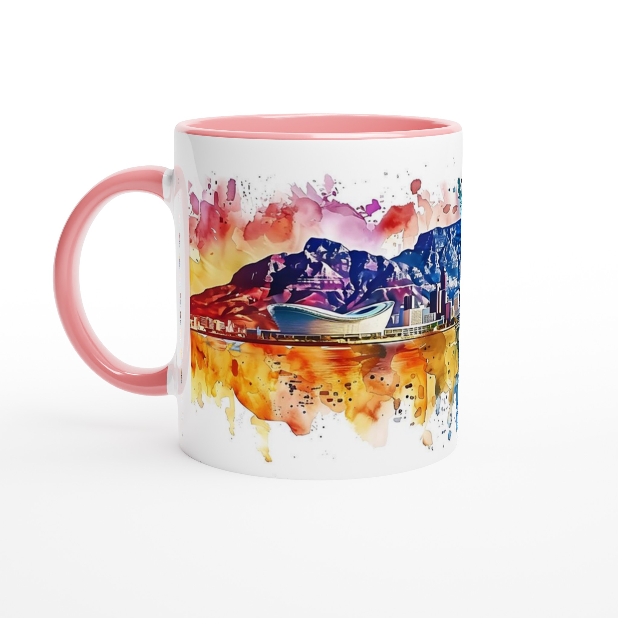Abstrakt Stadsbild Akvarell Mugg - Färgsprakande Kaffemugg i Keramik med Stadssiluett & Valfri Färg 6 e840c35d-fdec-41e1-bb09-e4b354df3994