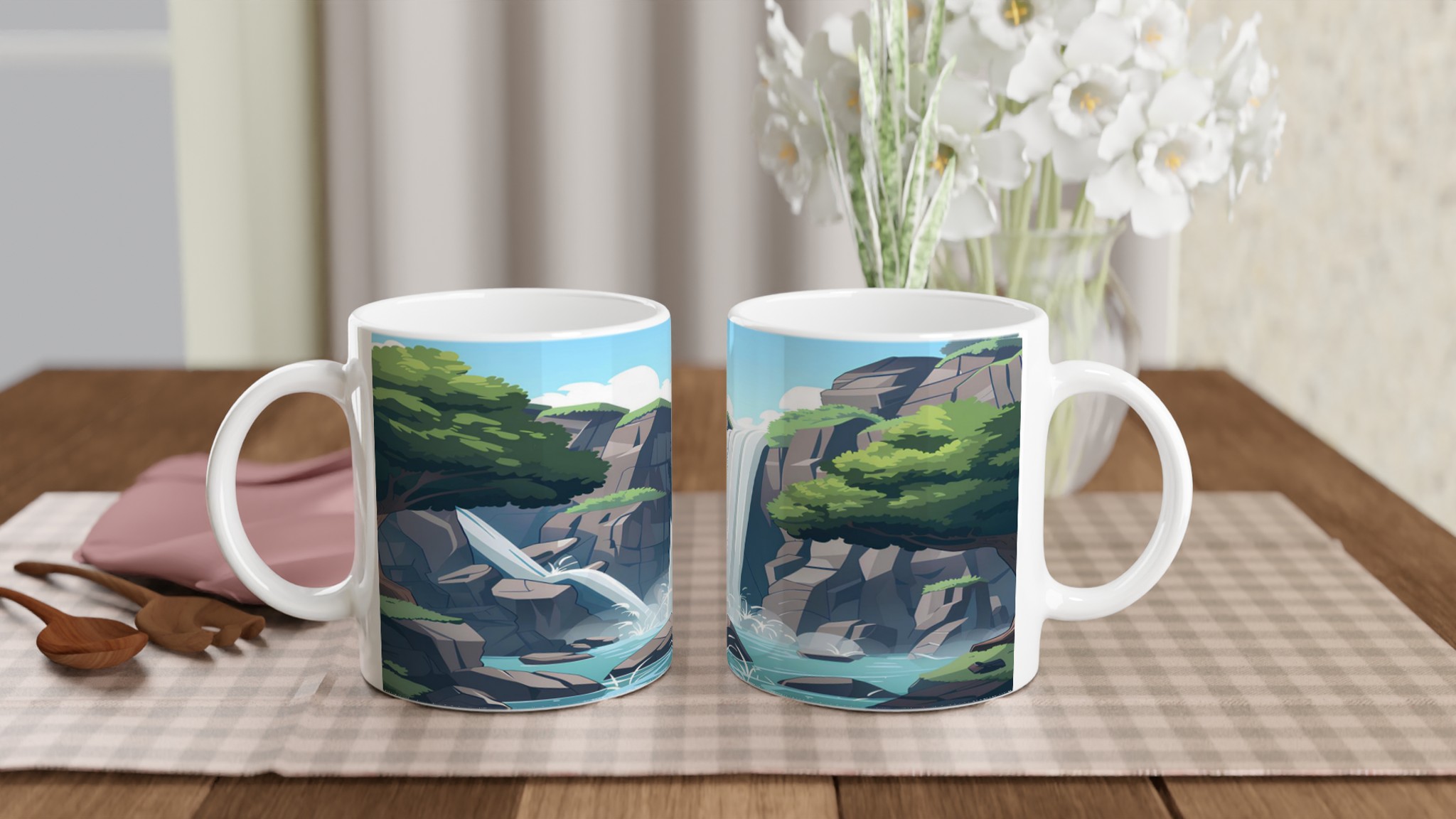 Klippfall Vattenfall Mugg: En Naturinspirerad 11oz Keramikmugg i ditt val av färg 10 e8682781-da5c-4a78-8b13-00b5f3b6ca4e
