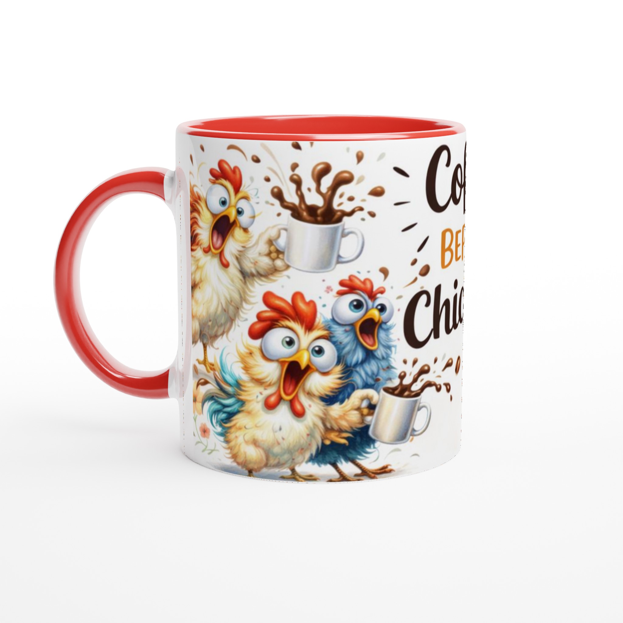 Vit 11oz keramisk mugg med livfullt kaffekycklingmotiv i flera färger 5 e88db3e8-bb51-4c76-99d4-3da08adf844b