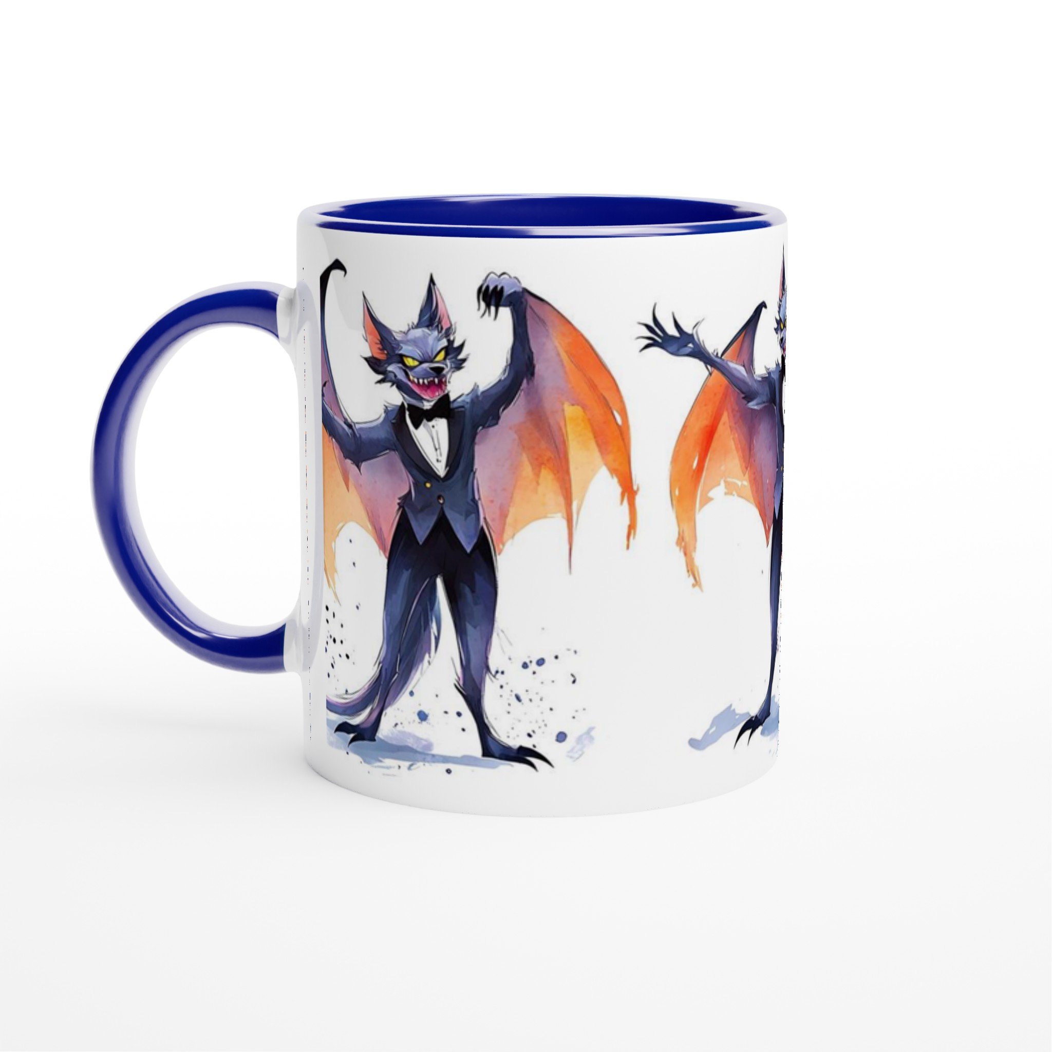 Mystisk Fladdermus Akvarell Mugg - Unikt Tryck med Vibrerande Färger | 11oz Keramisk Kaffekopp 2 e8bf7973-65ca-4c1c-ae2b-b7eae5d38245