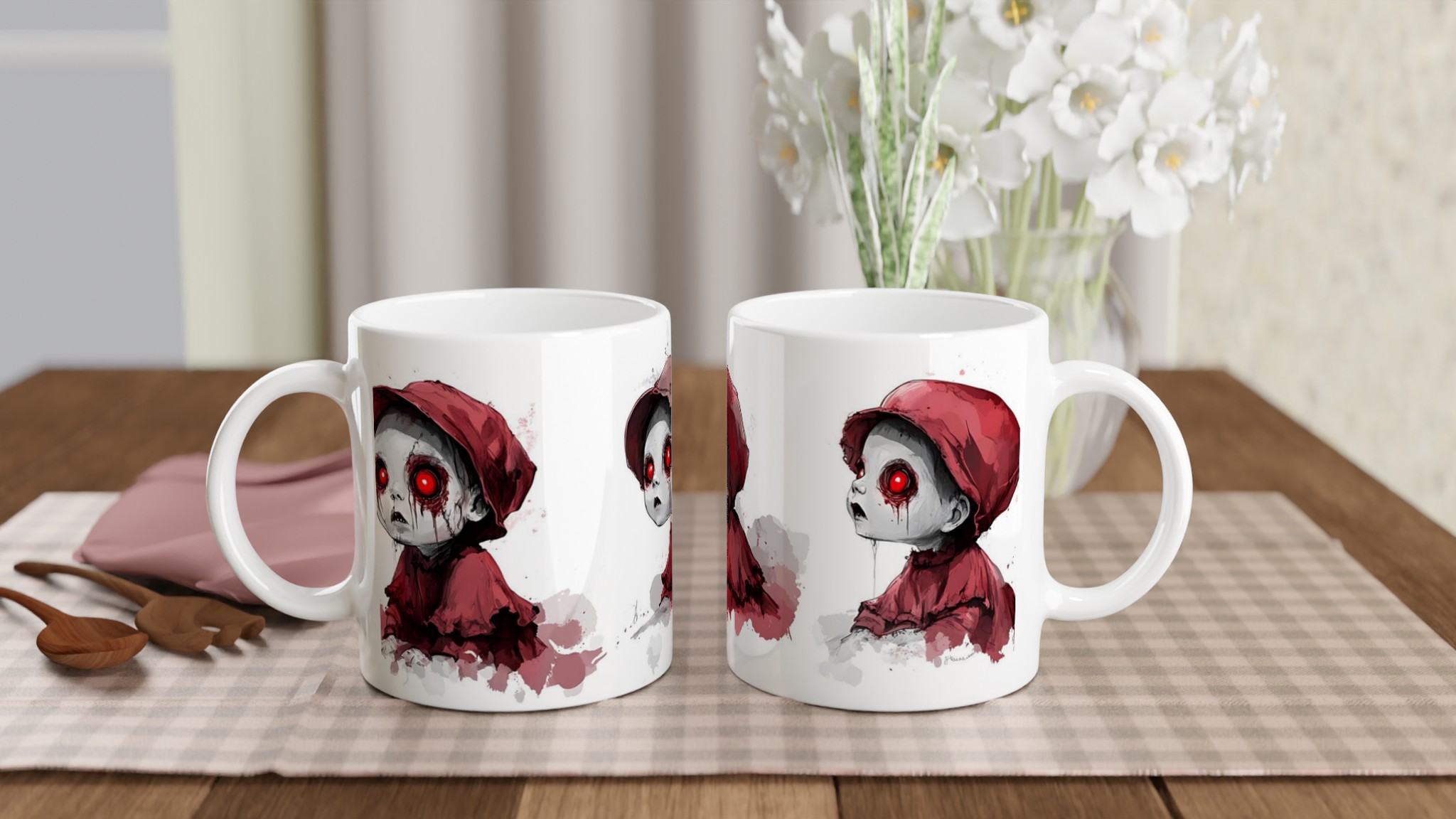 Red-Eyed Horror Doll Ceramic Mugg - Unik design för skräckälskaren 10 e90913a7-32de-43d7-abba-79eea71d53b5