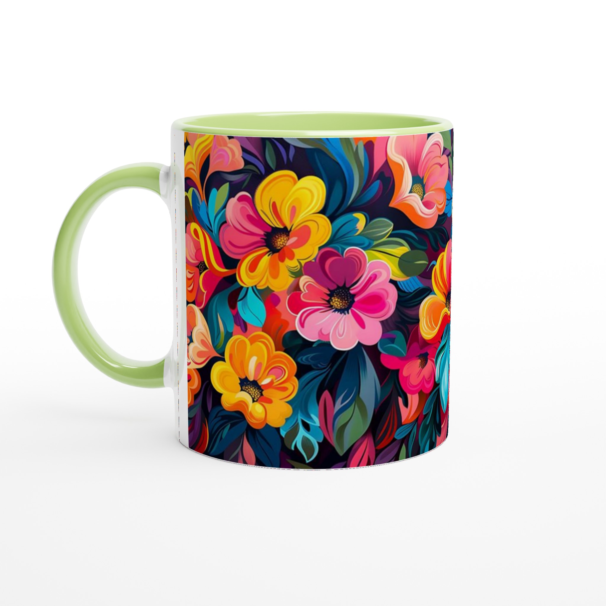 Färgsprakande Blomstermugg – 11 oz Keramikmugg i ditt Val av Sju Livfulla Färger 7 e9152f46-3d6c-4906-8145-038ef813b5f4