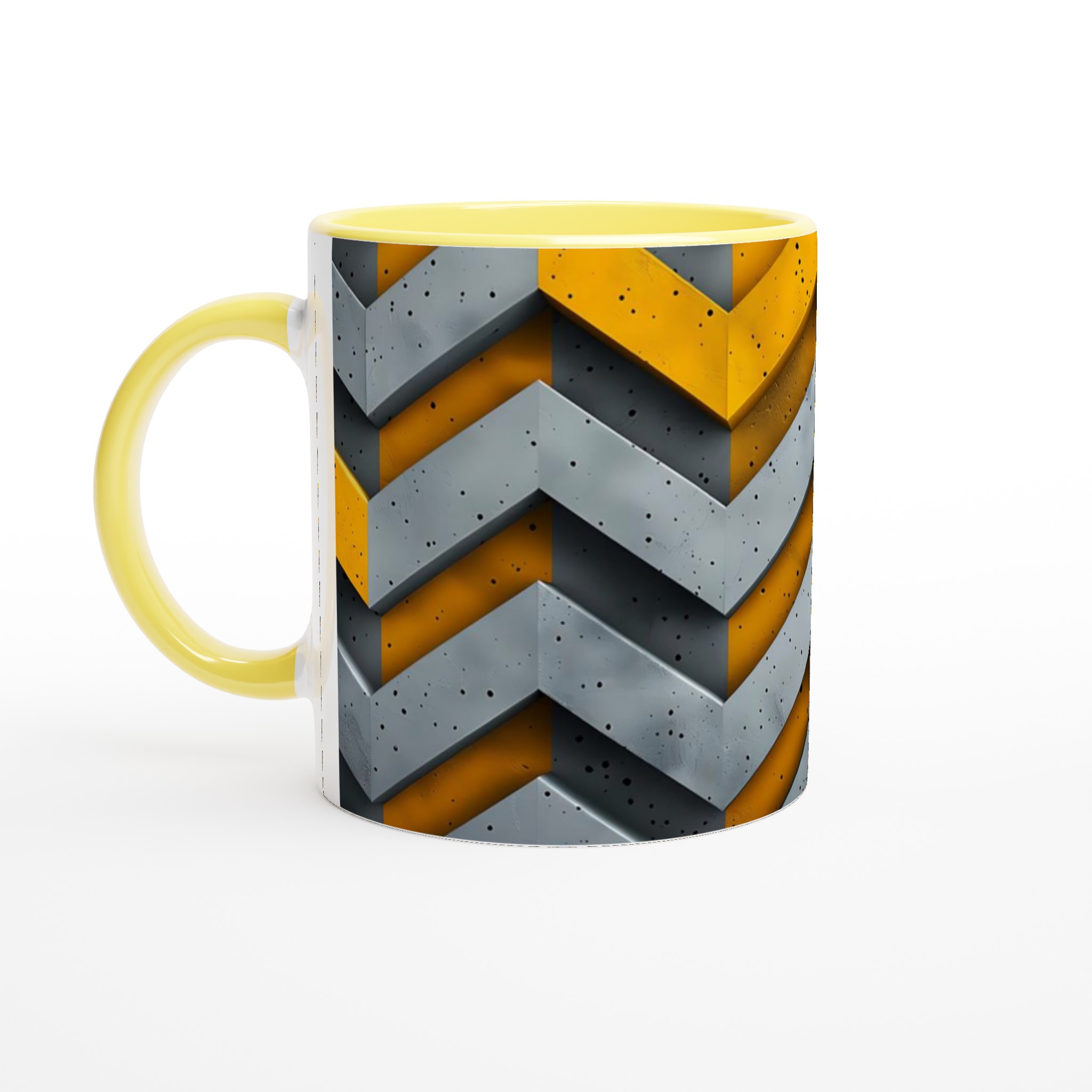 Modern Industristil Keramisk Mugg – Design med Gula & Gråa Zigzag för Kaffefantasten 3 e930d977-310e-4aad-85e7-f81fcadb3e57
