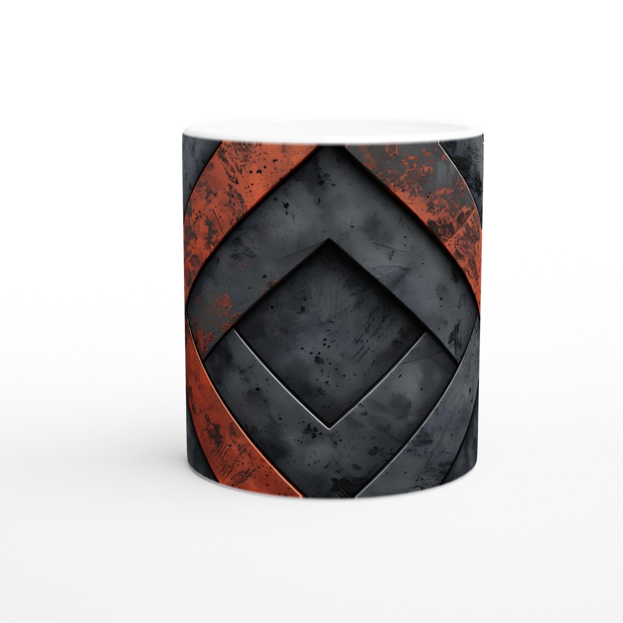 Vit 11oz keramisk mugg med rustik metall-inspirerad design i sju färgval 9 e9465423-7bbe-494d-9938-acfeca221e61
